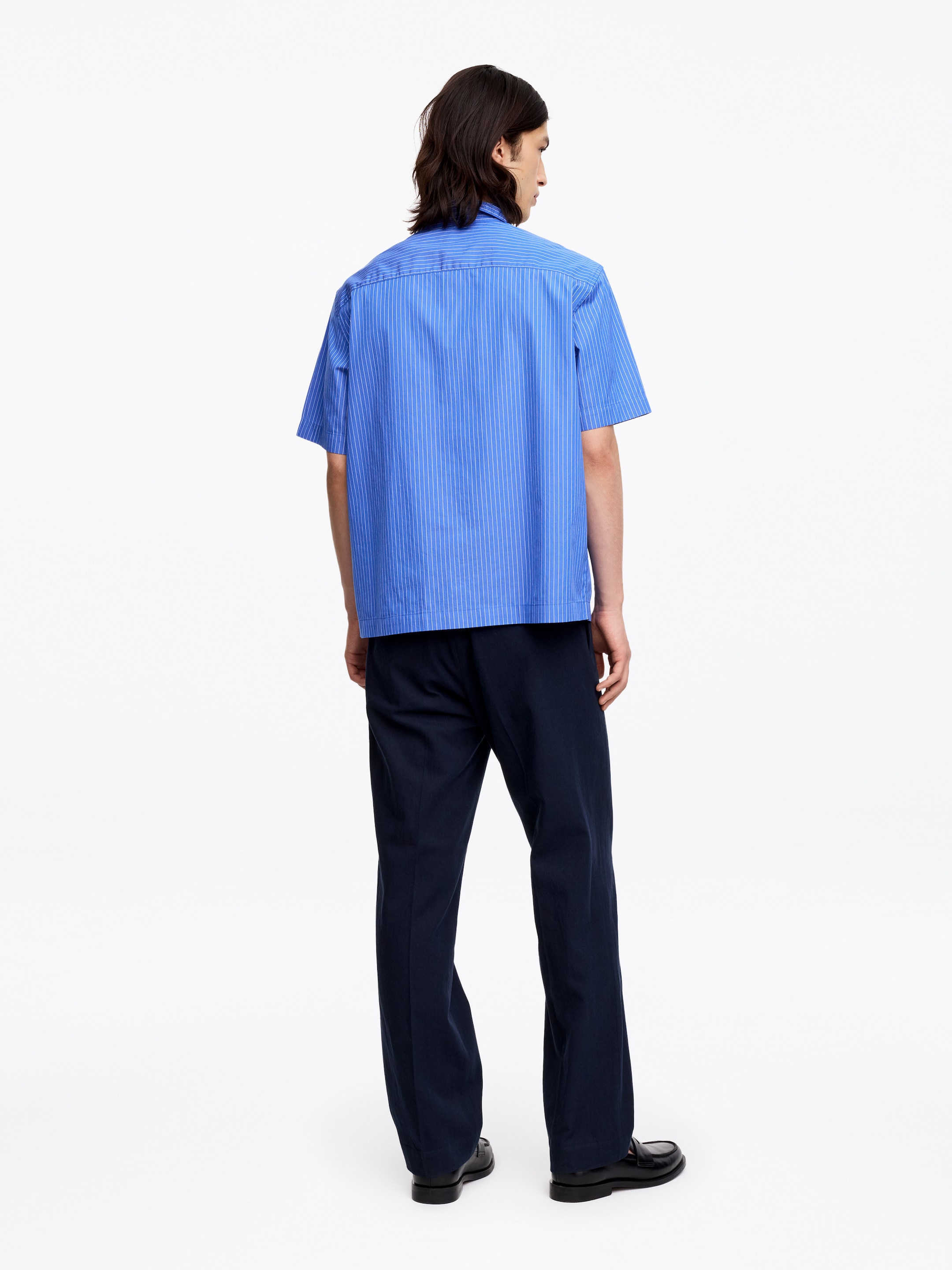 Short-Sleeve Poplin Shirt - Light Blue/Striped - Relaxed fit - Men - StillMedia/Lookbook - 4
