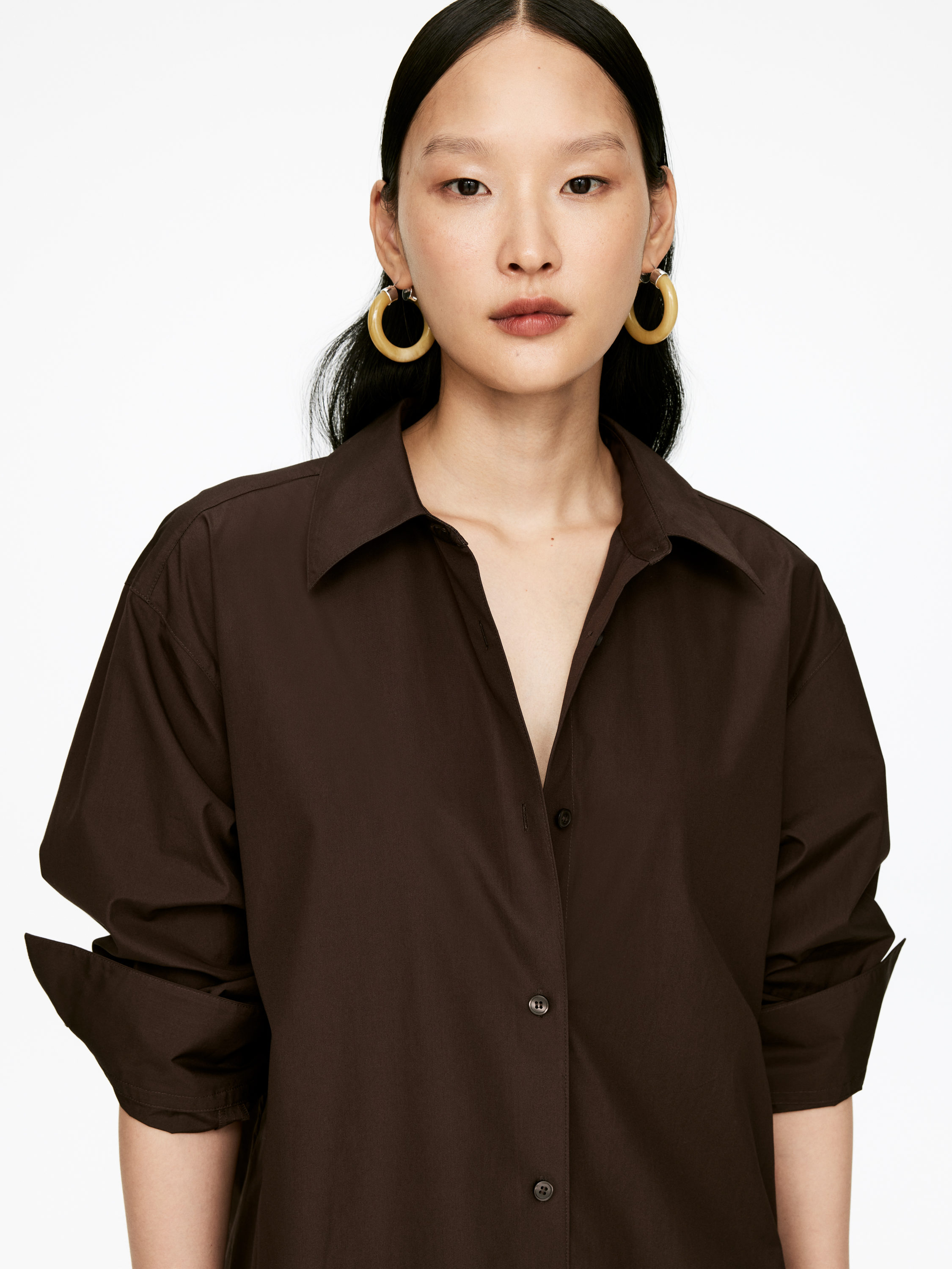 Oversized Shirt Dress - Dark Brown - Oversized - Women - StillMedia/Lookbook - 5