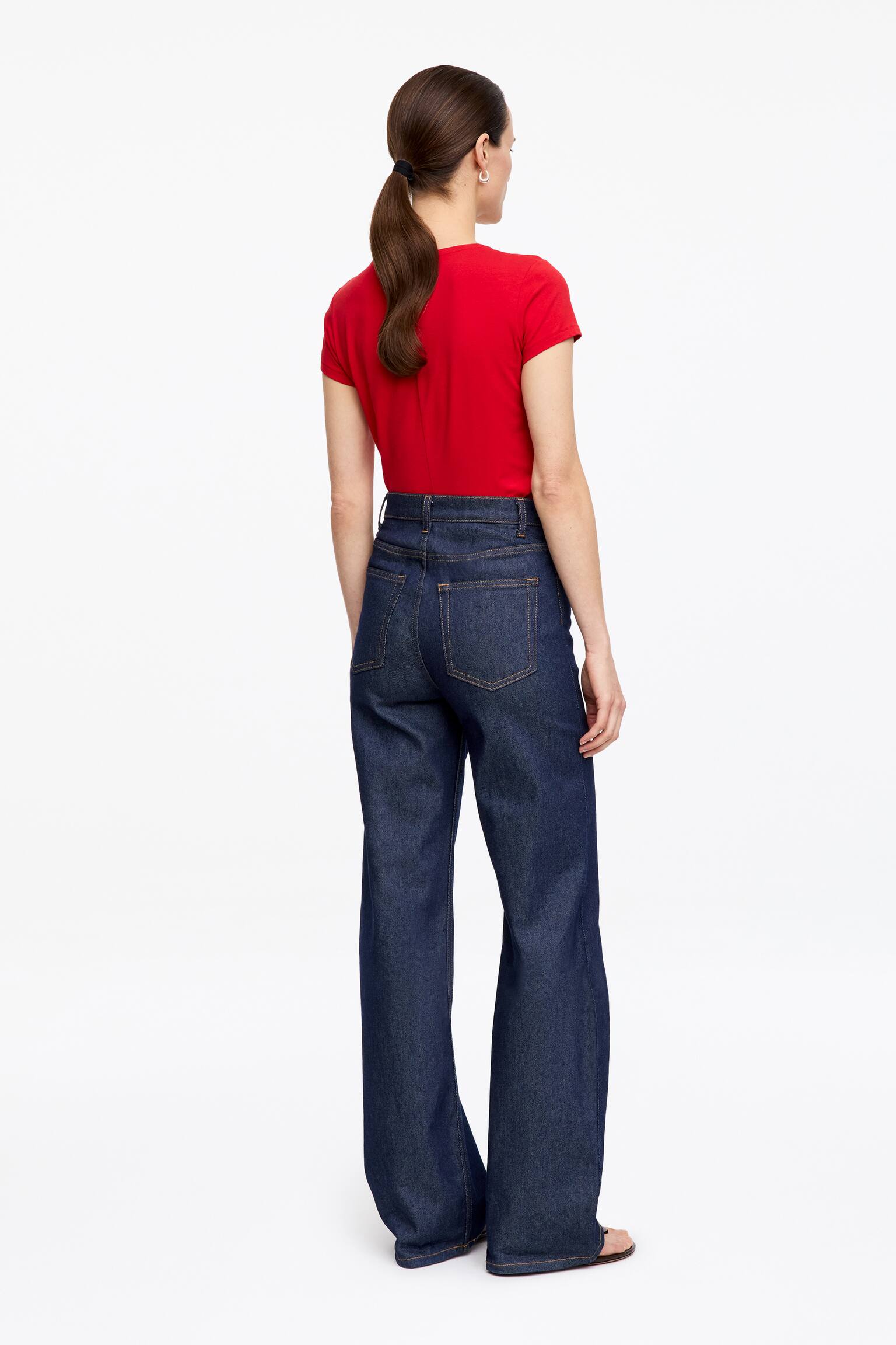 Slim-fit T-shirt met kapmouwtjes - Rood/Wit/Zwart - 3