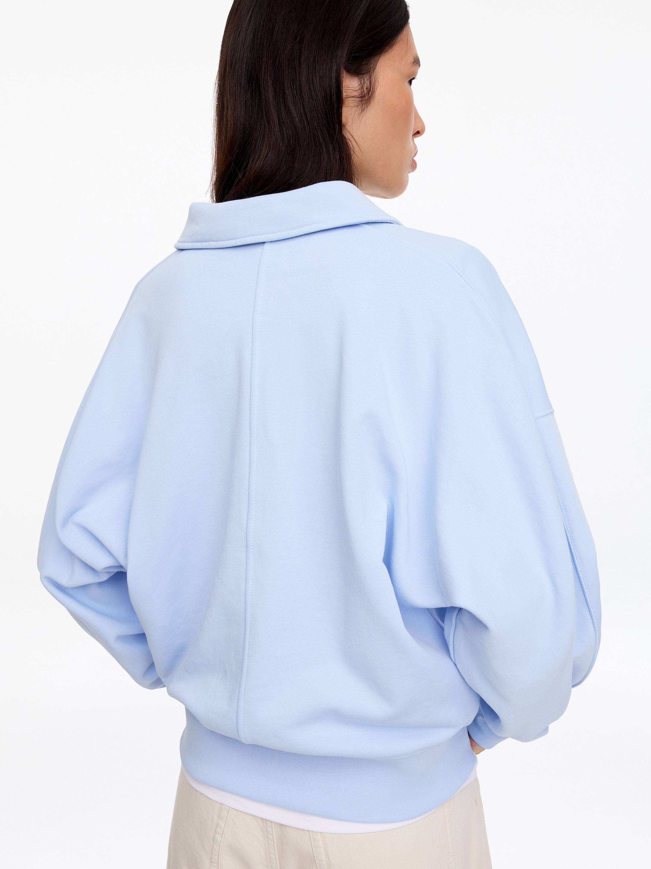 French Terry Polo Sweatshirt - Light Blue - Regular fit - women - StillMedia/Lookbook - 7