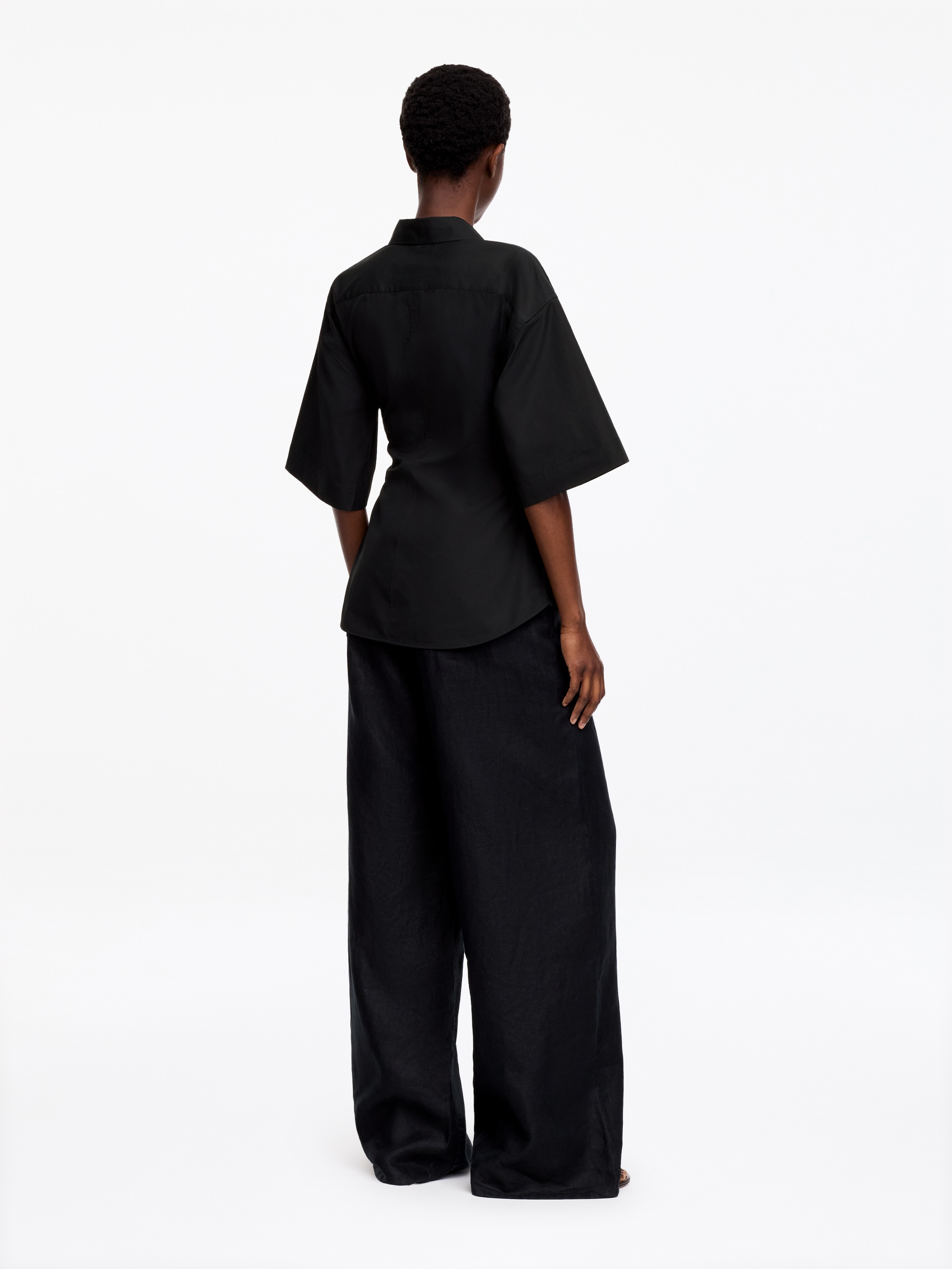 Chemise cache-cœur en coton - Noir - Slim fit - Femme - StillMedia/Lookbook - 4