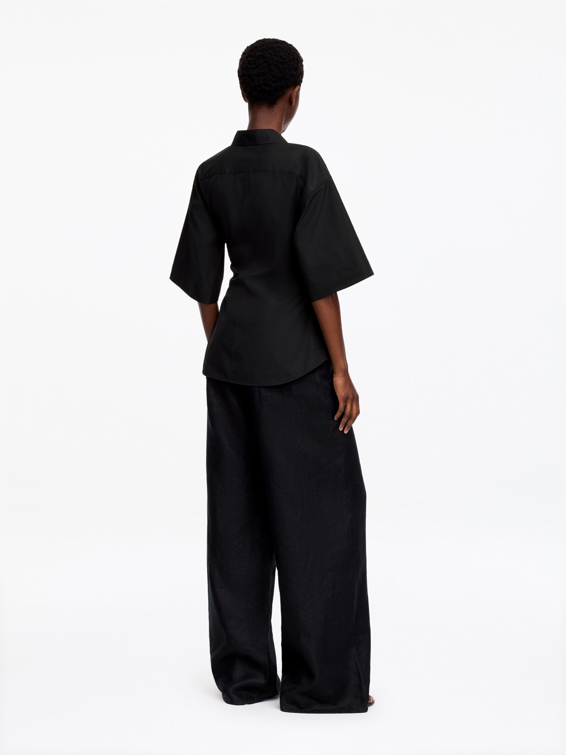 Wickelhemd aus Baumwolle - Schwarz - Slim Fit - Women - StillMedia/Lookbook - 4