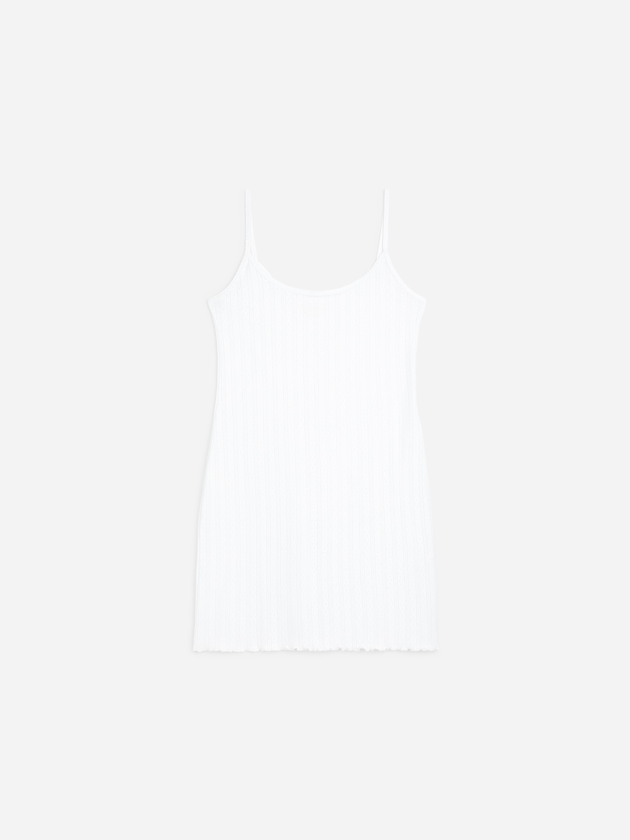 Pointelle Knit Slip Dress-#FFFFFF-19612
