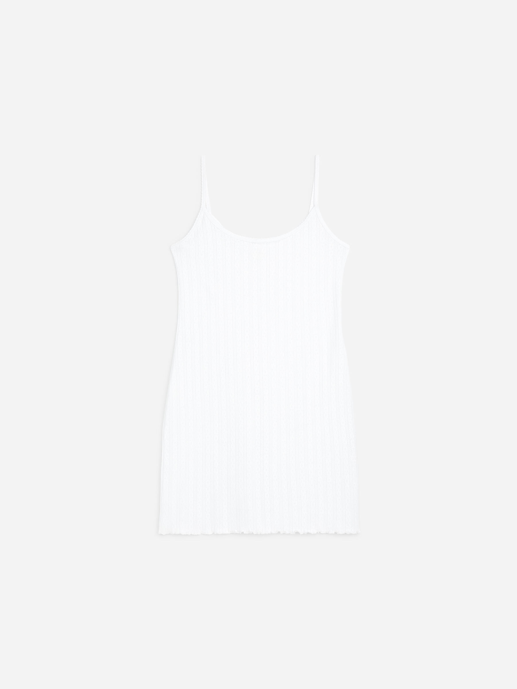 Pointelle Knit Slip Dress-#FFFFFF-19612