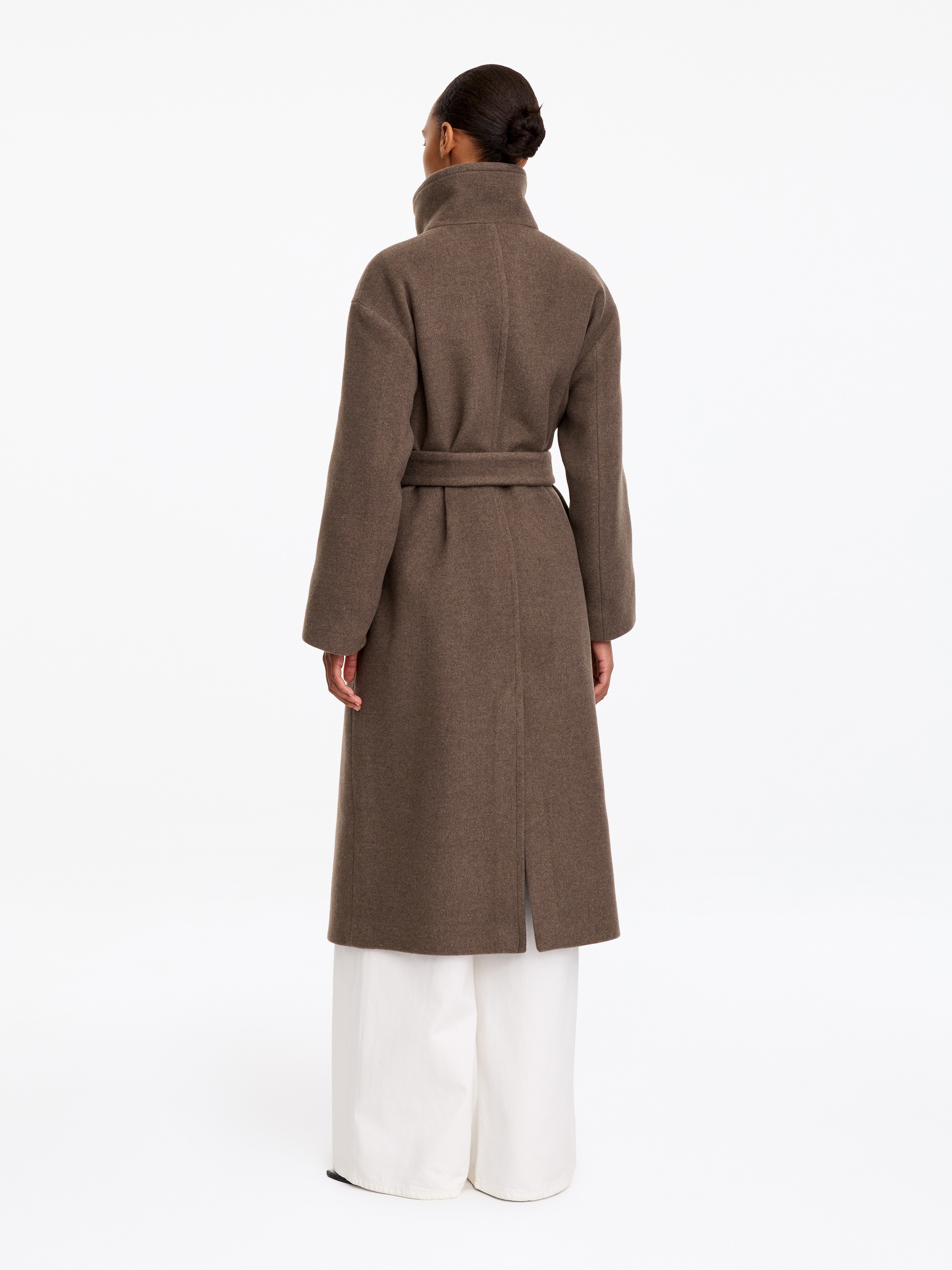 Mantel aus Wollmischung mit Gürtel - Graubraun - Regular Fit - women - StillMedia/Lookbook - 3