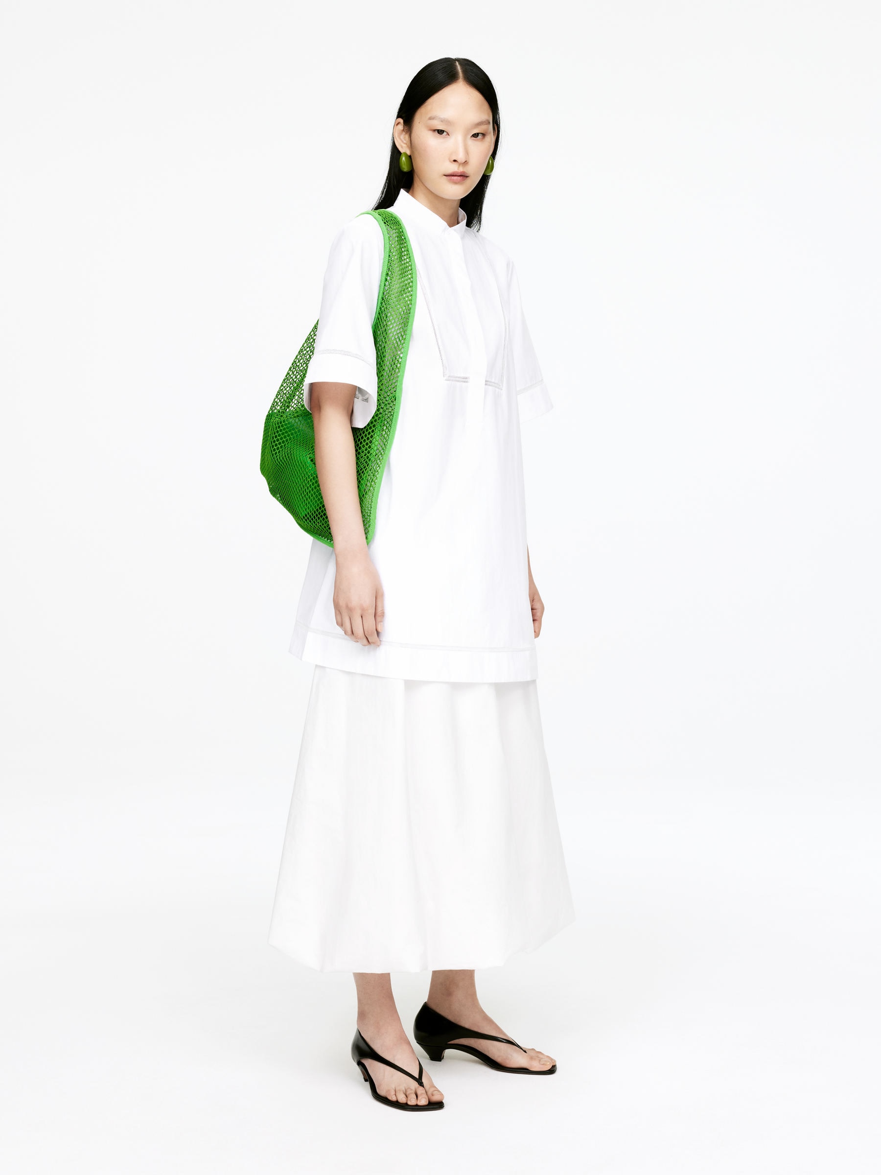 Short-Sleeve Cotton Tunic - White - Regular fit - Women - StillMedia/Lookbook - 7