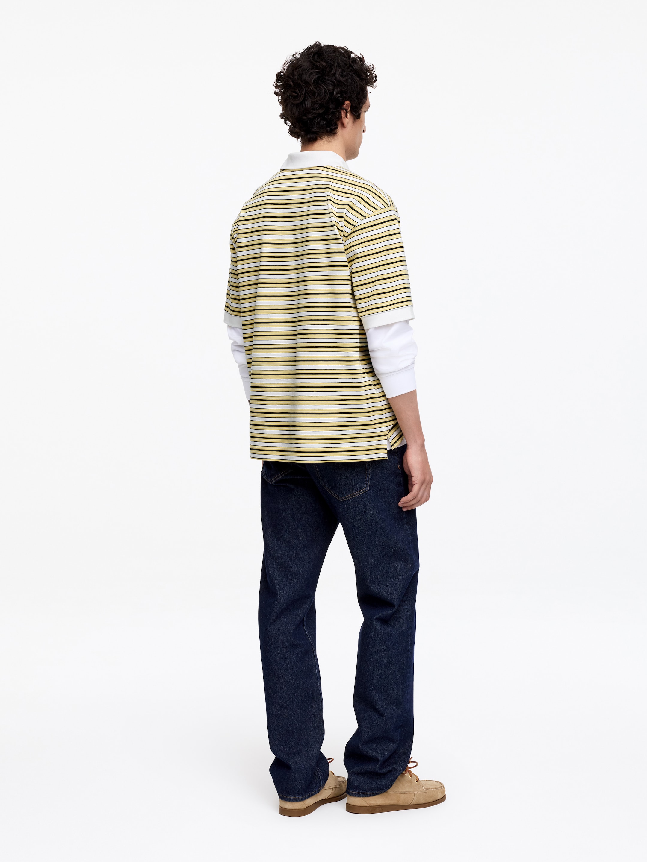 Short-Sleeve Polo Shirt - Yellow/Striped - Relaxed fit - Men - StillMedia/Lookbook - 6