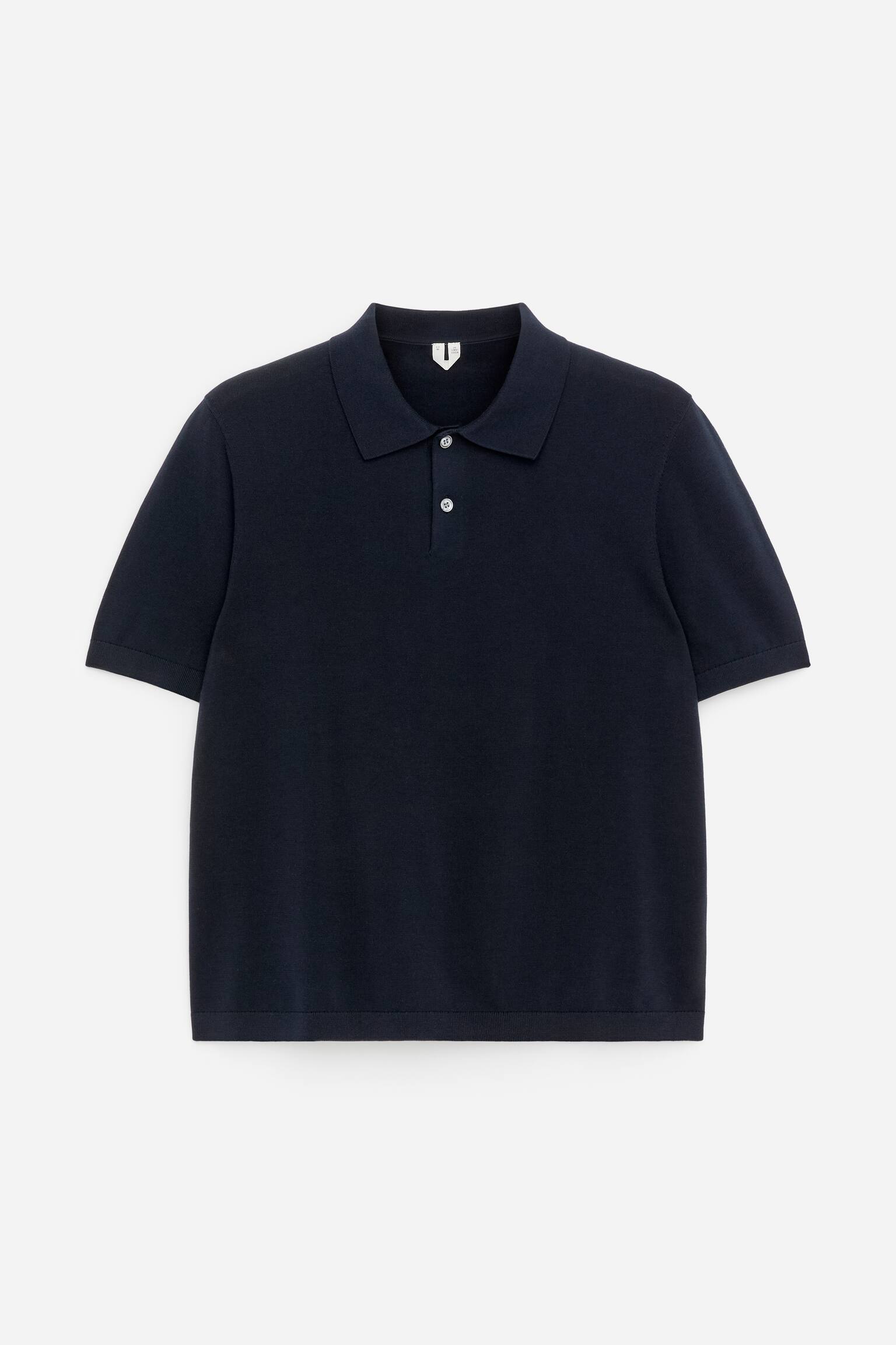 Fijngebreid poloshirt - Donkerblauw/Taupe - 2