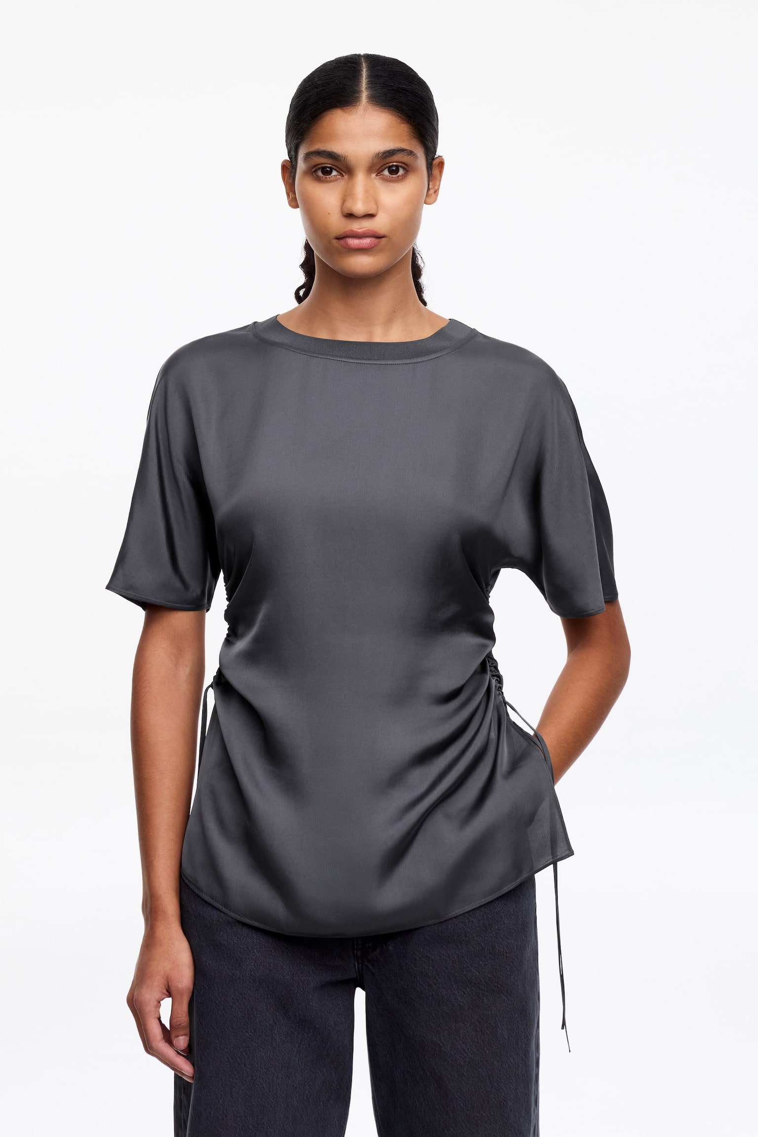 Горнище с връзки - Черен/Тюркоазено - 1