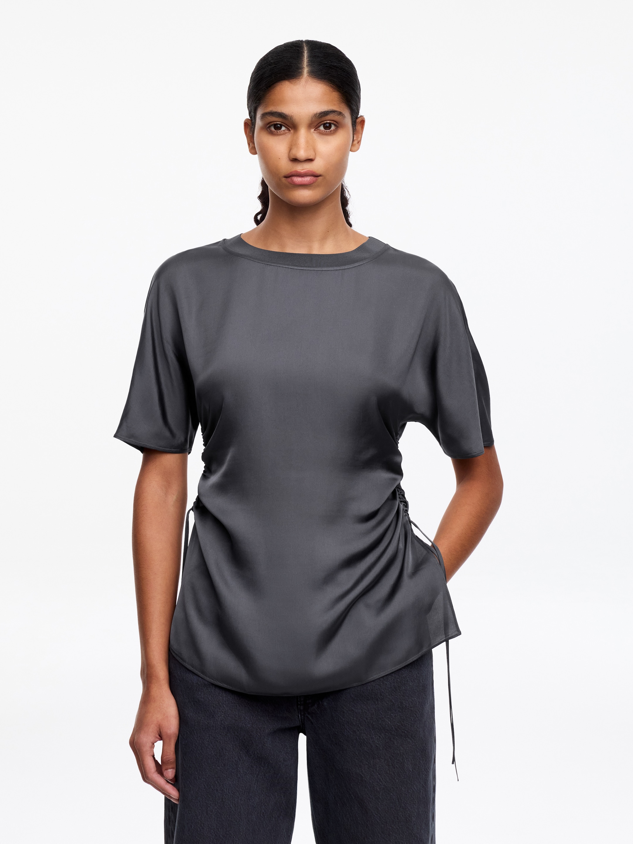 Drawstring Top-#494A4F-18036