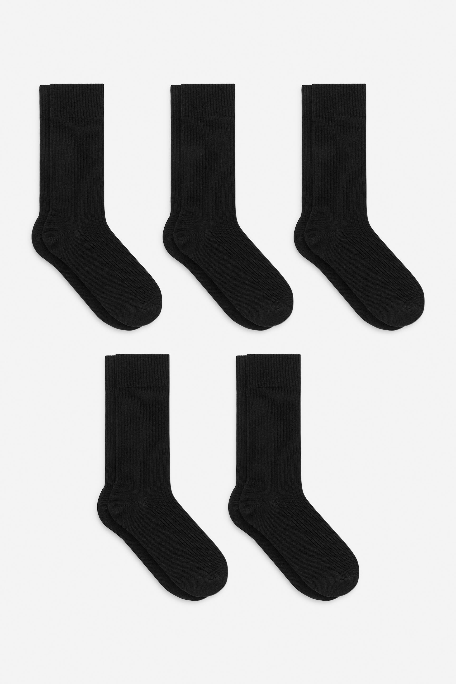 Zobacz większy obraz: Ściągaczowe skarpetki z bawełny Supima, 5 par - Czarny - ON | H&M PL 1