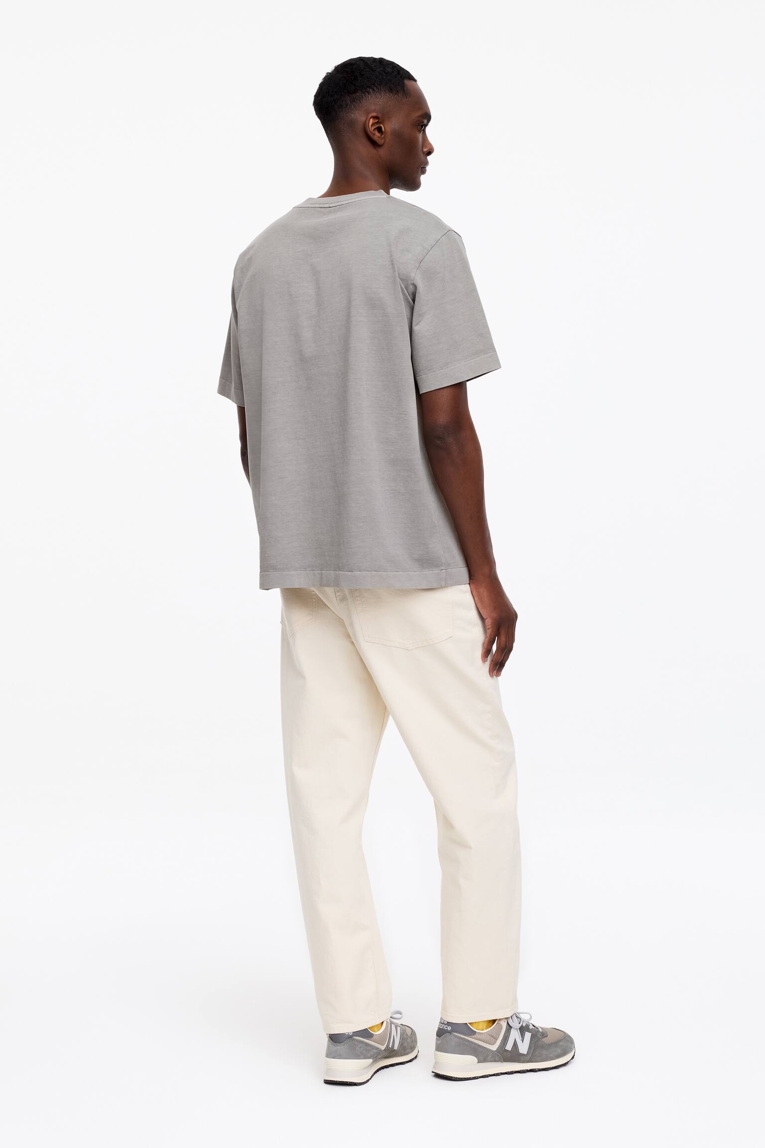 Luźny T-shirt - Szary/Wyblakły zielony/Niebieski/Beżowy - 4