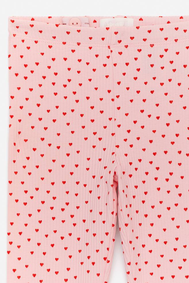 Ribbed Leggings-Pink/Red Hearts - 2