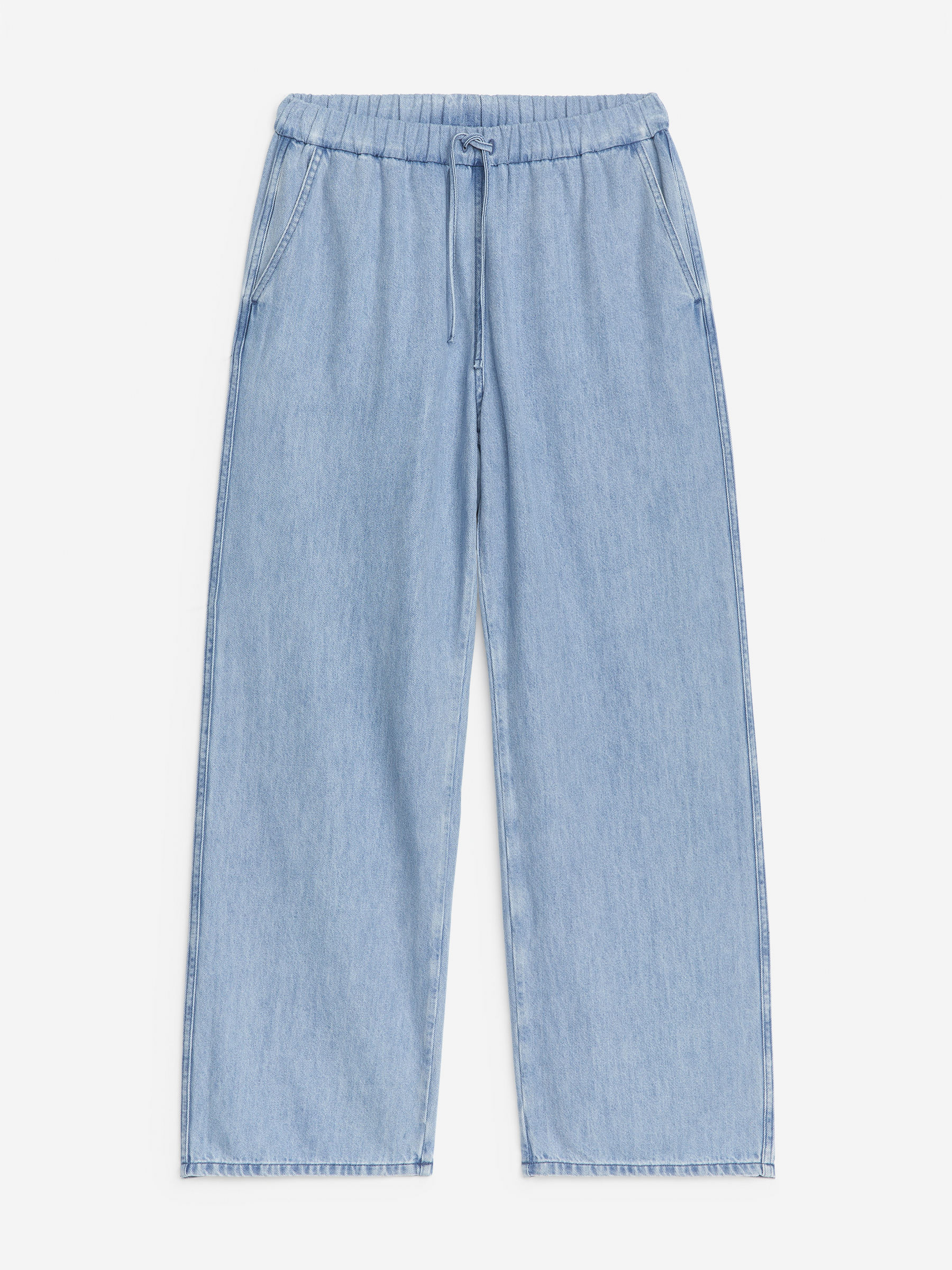 Drawstring Denim Trousers-#96ADD4-13690