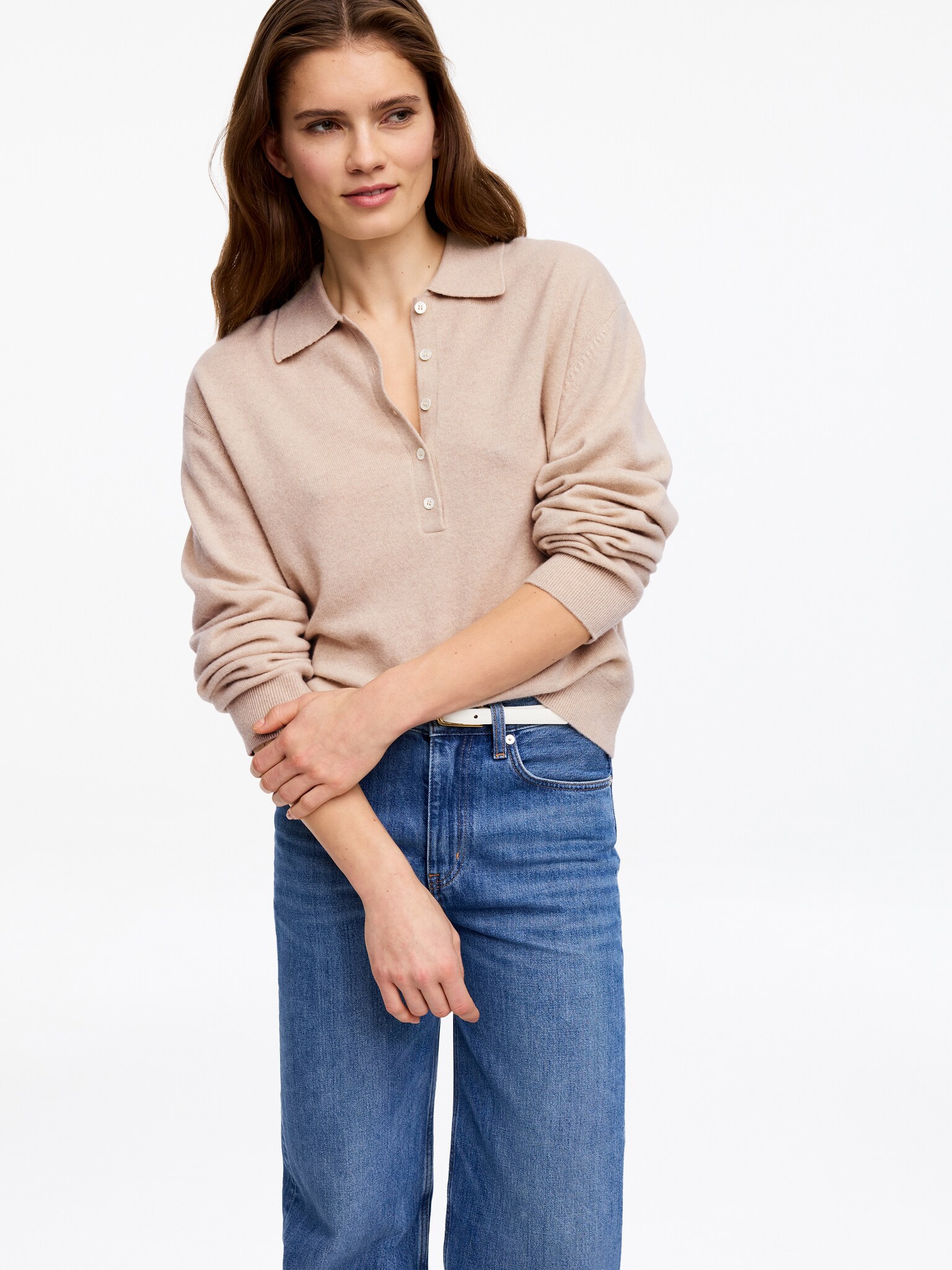 Polopullover aus Kaschmir und Wolle - Beige - 3