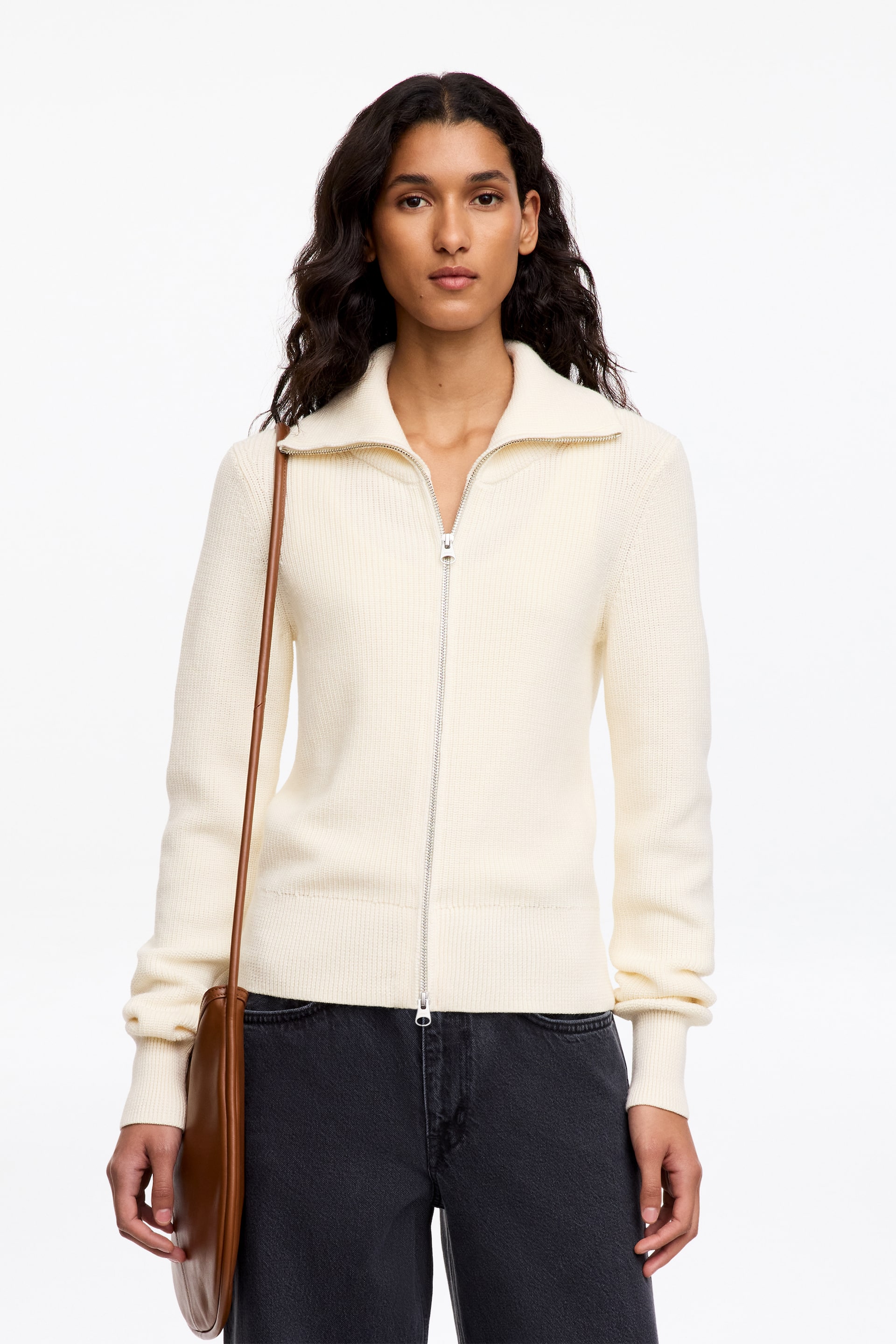 Visa större bild: Cardigan med dragkedja - Off-white - DAM | H&M SE 1