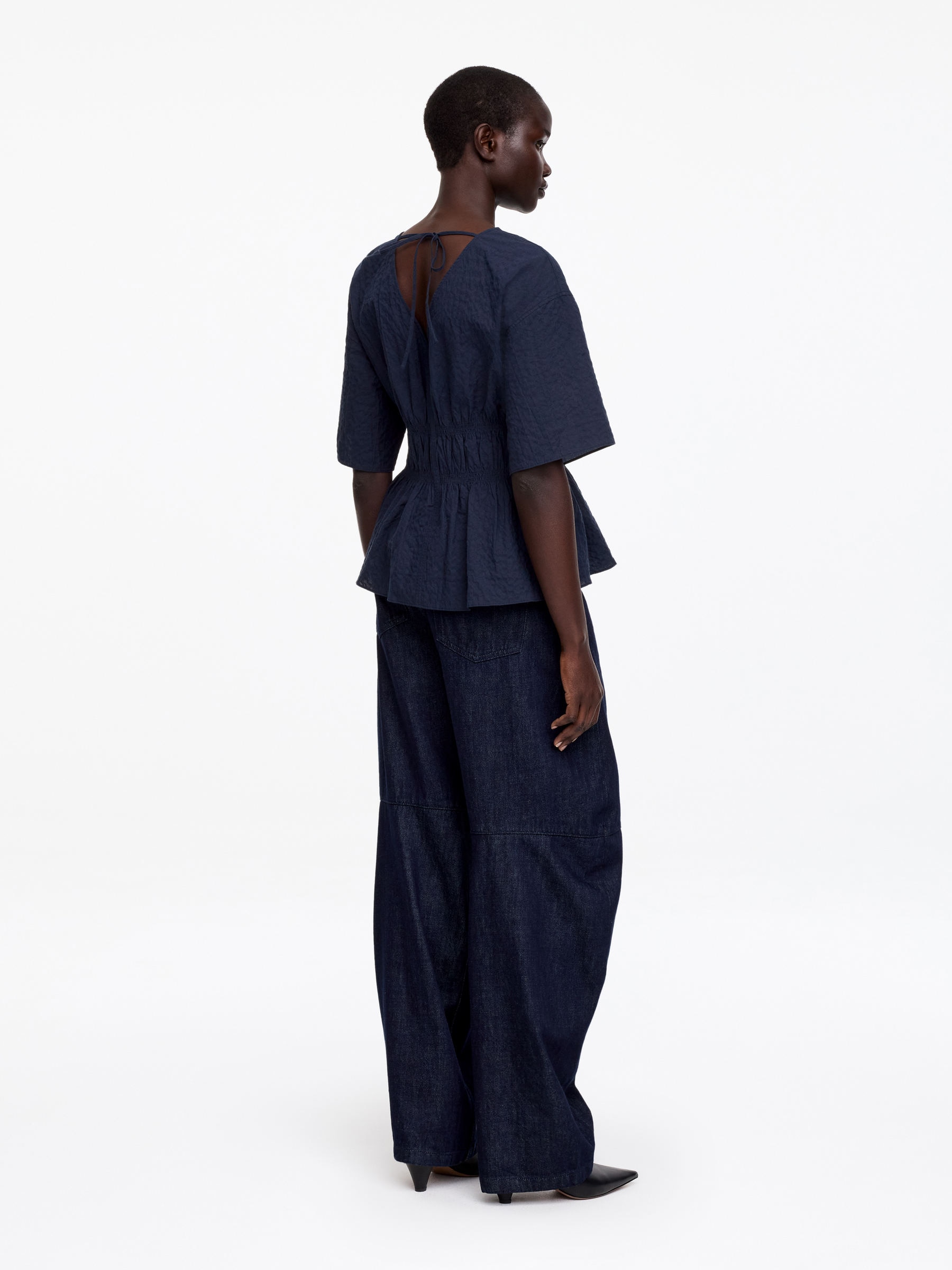 Haut en seersucker - Bleu foncé - Slim fit - Femme - StillMedia/Lookbook - 4