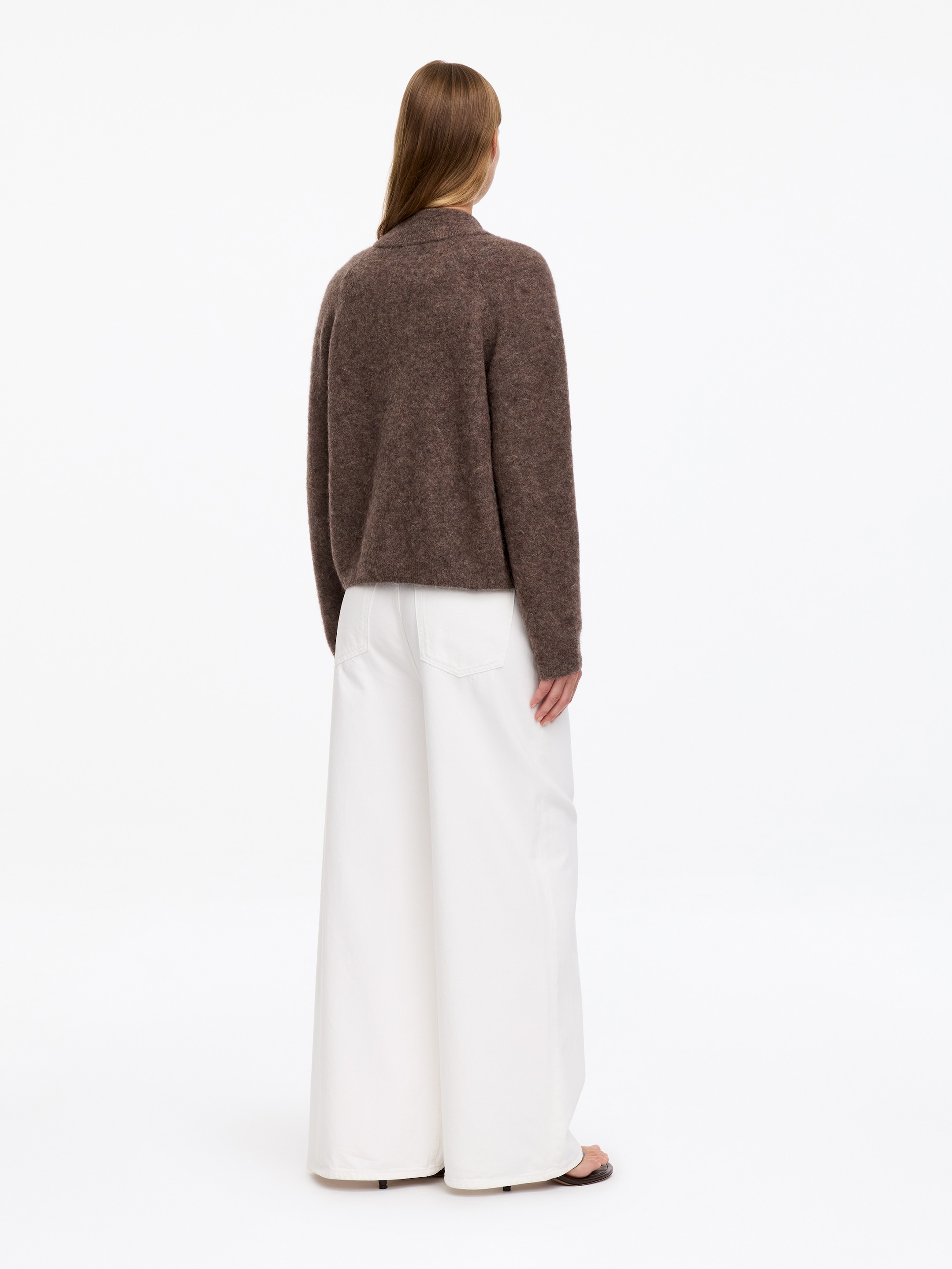 Alpaca-Wool Blend Cardigan - Dark Taupe - Loose fit - women - StillMedia/Lookbook - 3