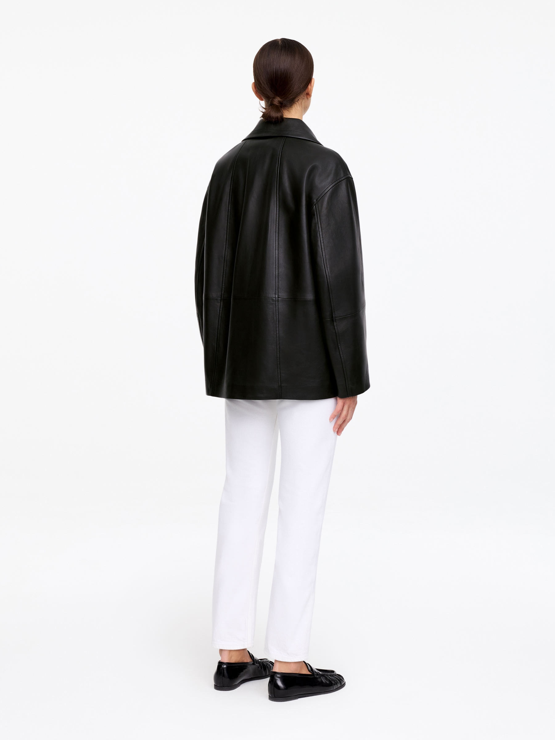 Funnel-Neck Leather Jacket - Black - Regular fit - Women - StillMedia/Lookbook - 6