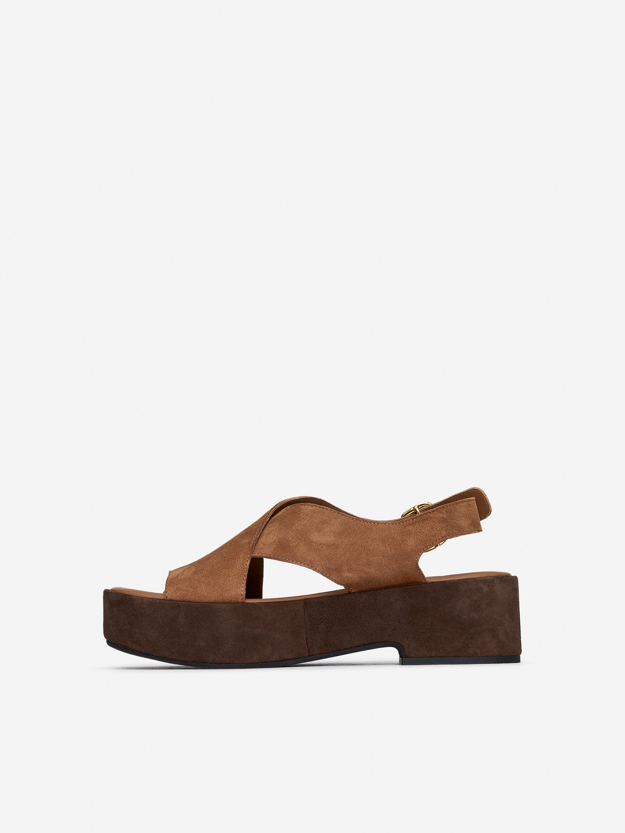 Grotere afbeelding bekijken: Suède sandalen met sleehak - Brown - DAMES | H&M BE 3