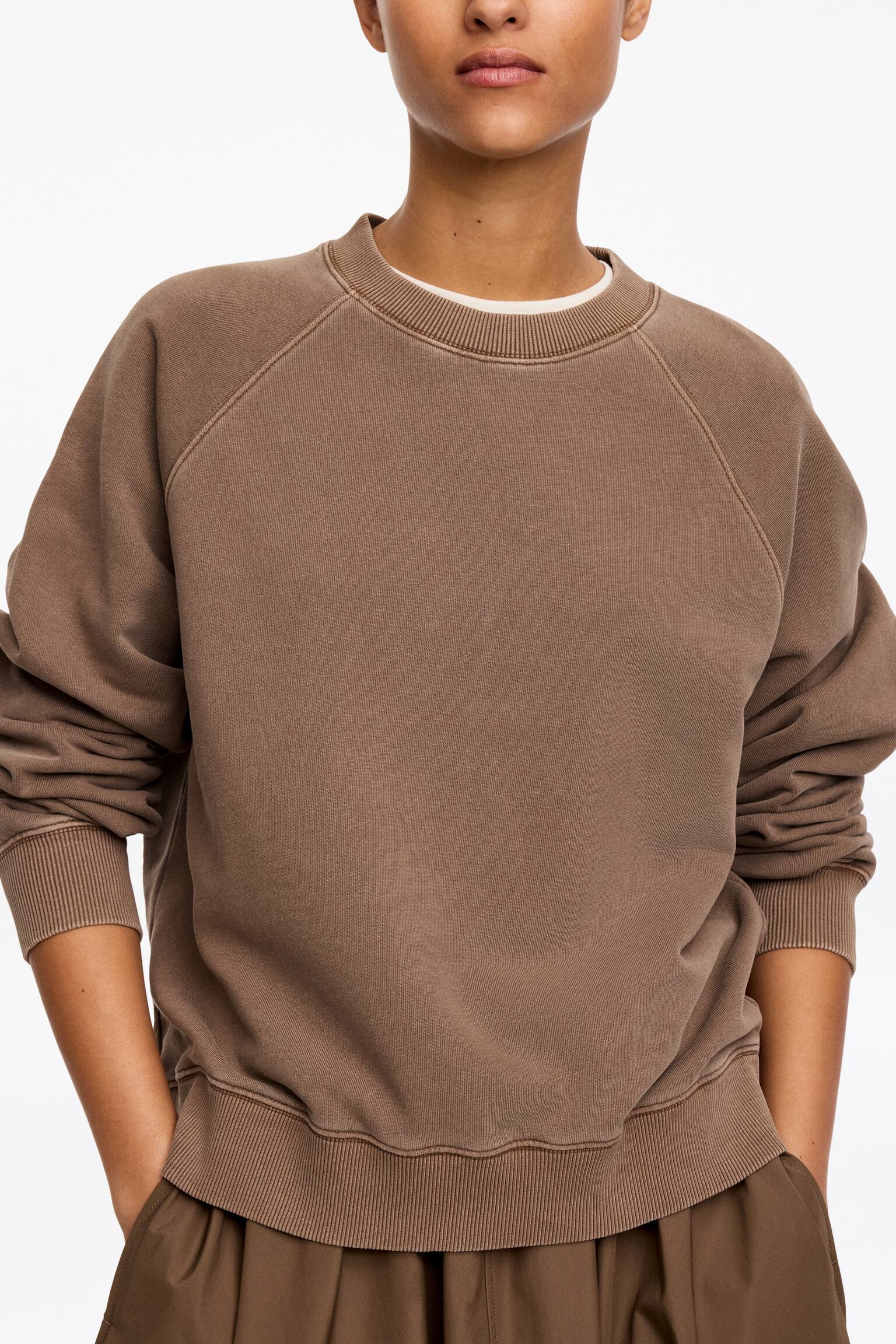 Sweatshirt i frotté - Brun/Pink/Gråmeleret/Blå/Mørkebrun/Lys turkis/Rød - 7