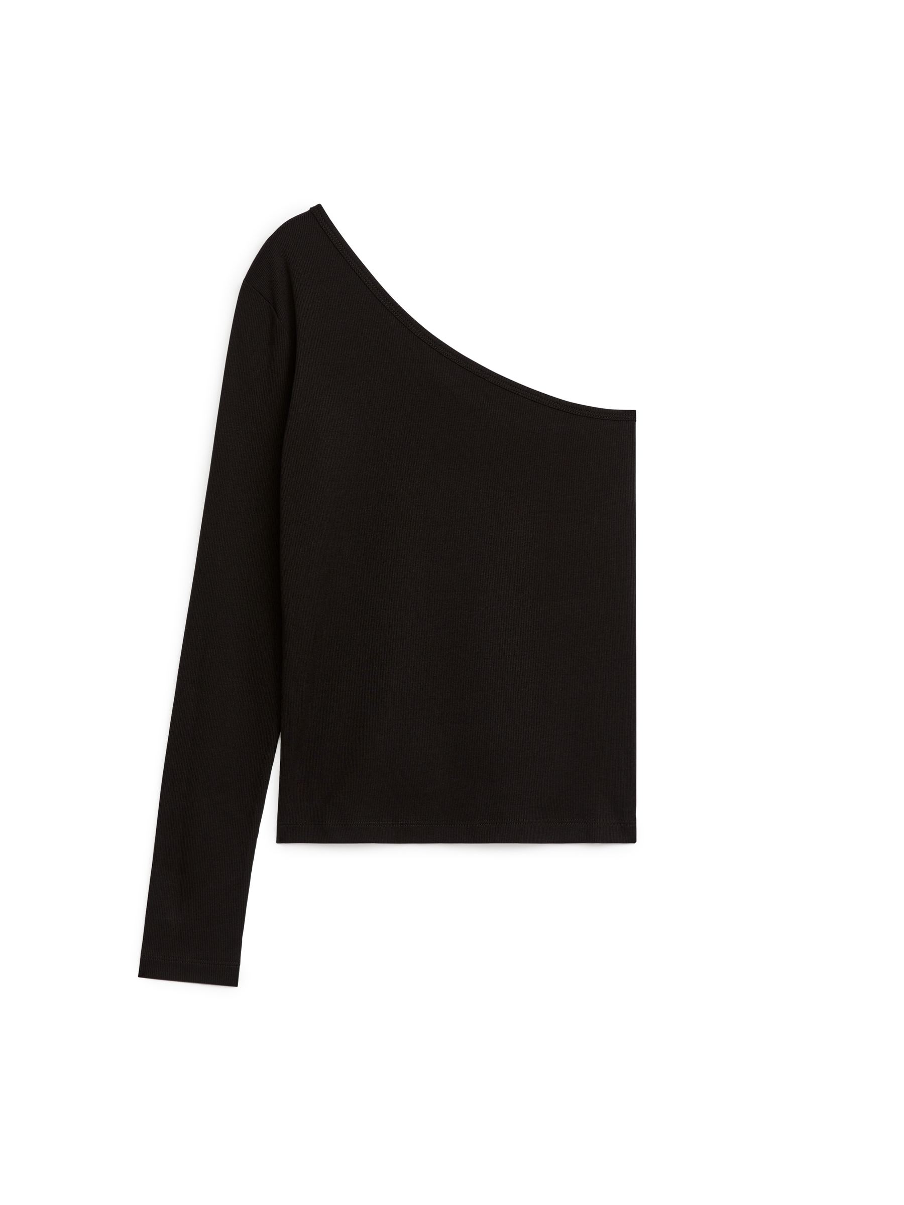Geripptes One-Shoulder-Oberteil - Schwarz - Slim Fit - Damen - StillMedia/DescriptiveStillLife - 1