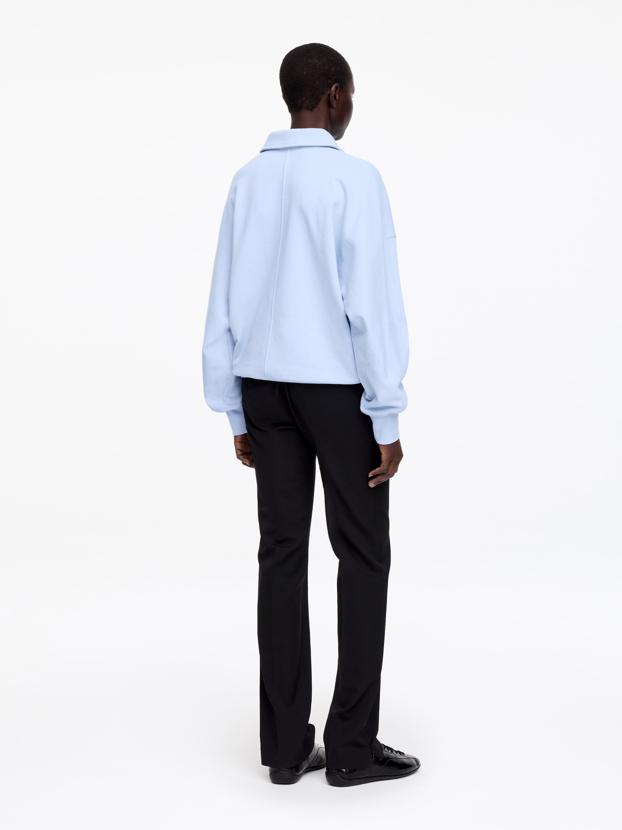 Sweat polo en tissu éponge - Bleu ciel - Regular fit - Femme - StillMedia/Lookbook - 4