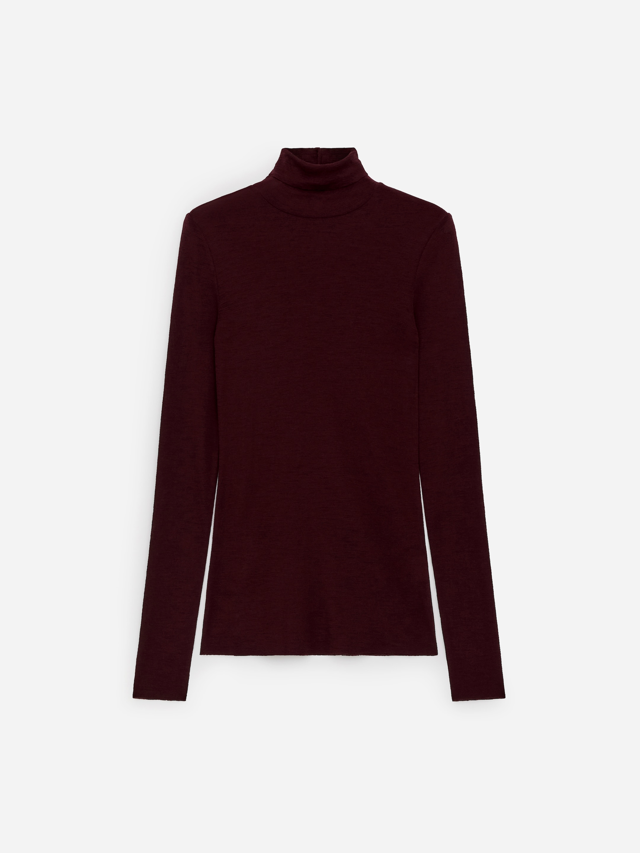 Roll-Neck Wool Top-#4B262D-17080