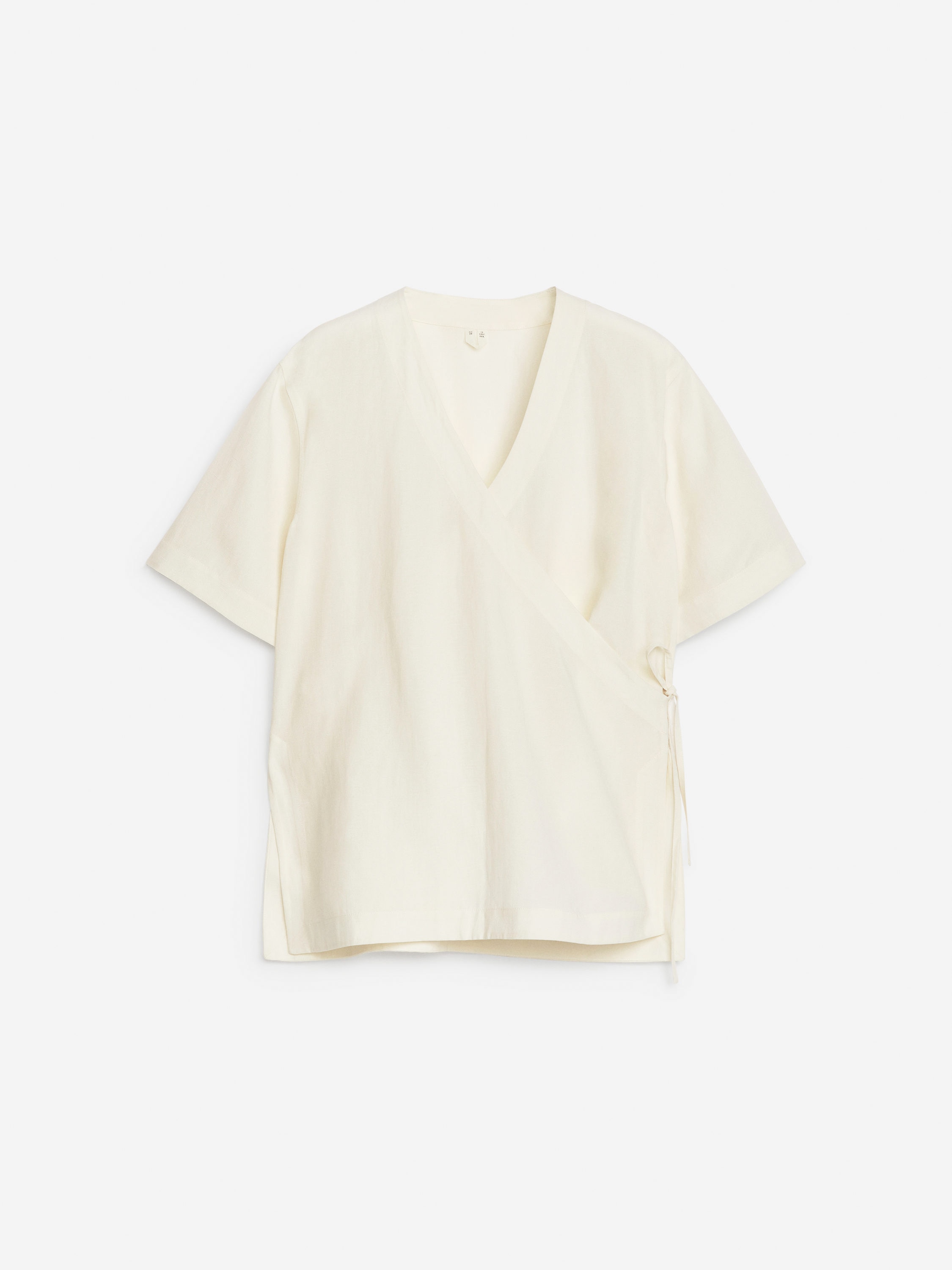 Lyocell-Linen Wrap Shirt-#F4F3E9-11985