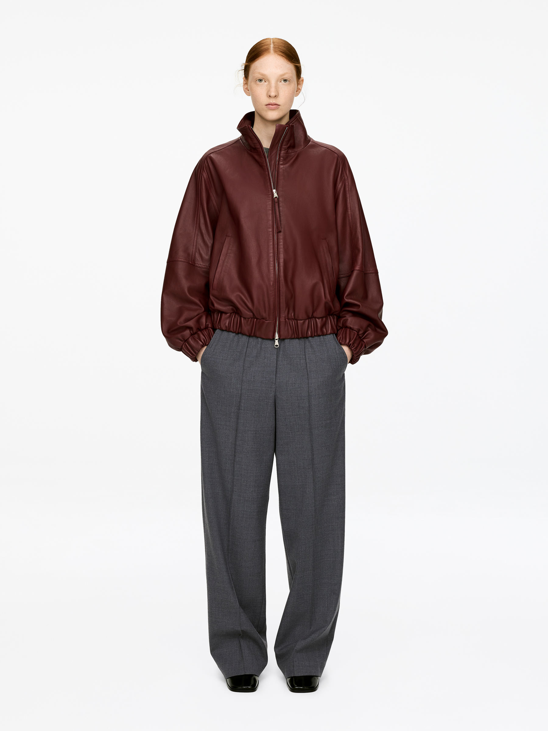 Elastic Waist Tailored Trousers-#48474B-16520