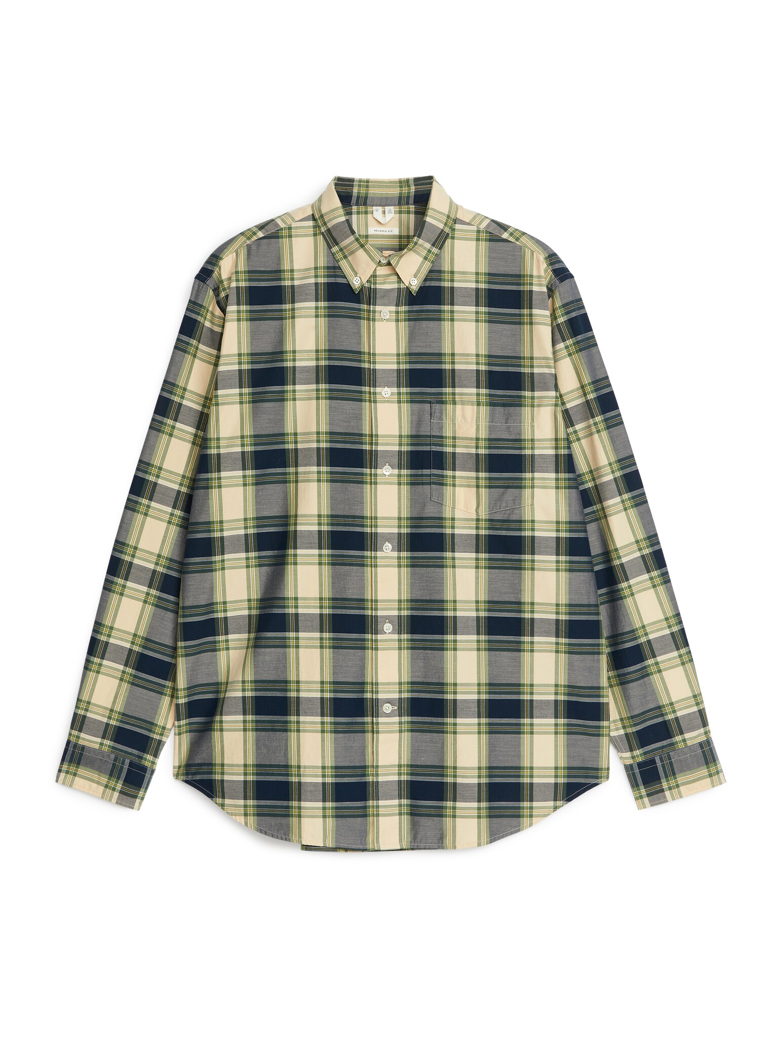 Afslappet skjorte i twill - Grøn/beige - 1
