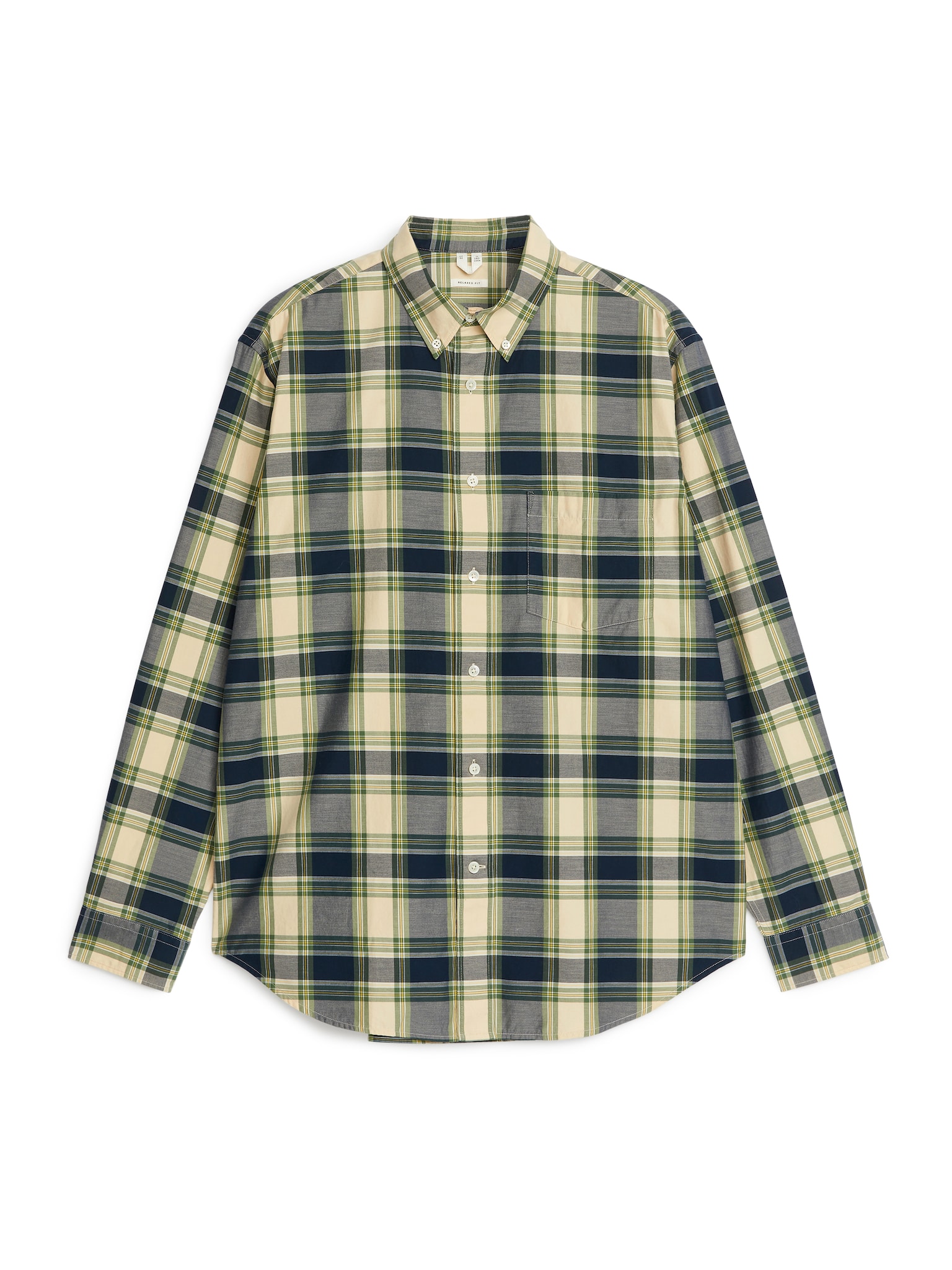 Lockeres Twillhemd - Grün/Beige