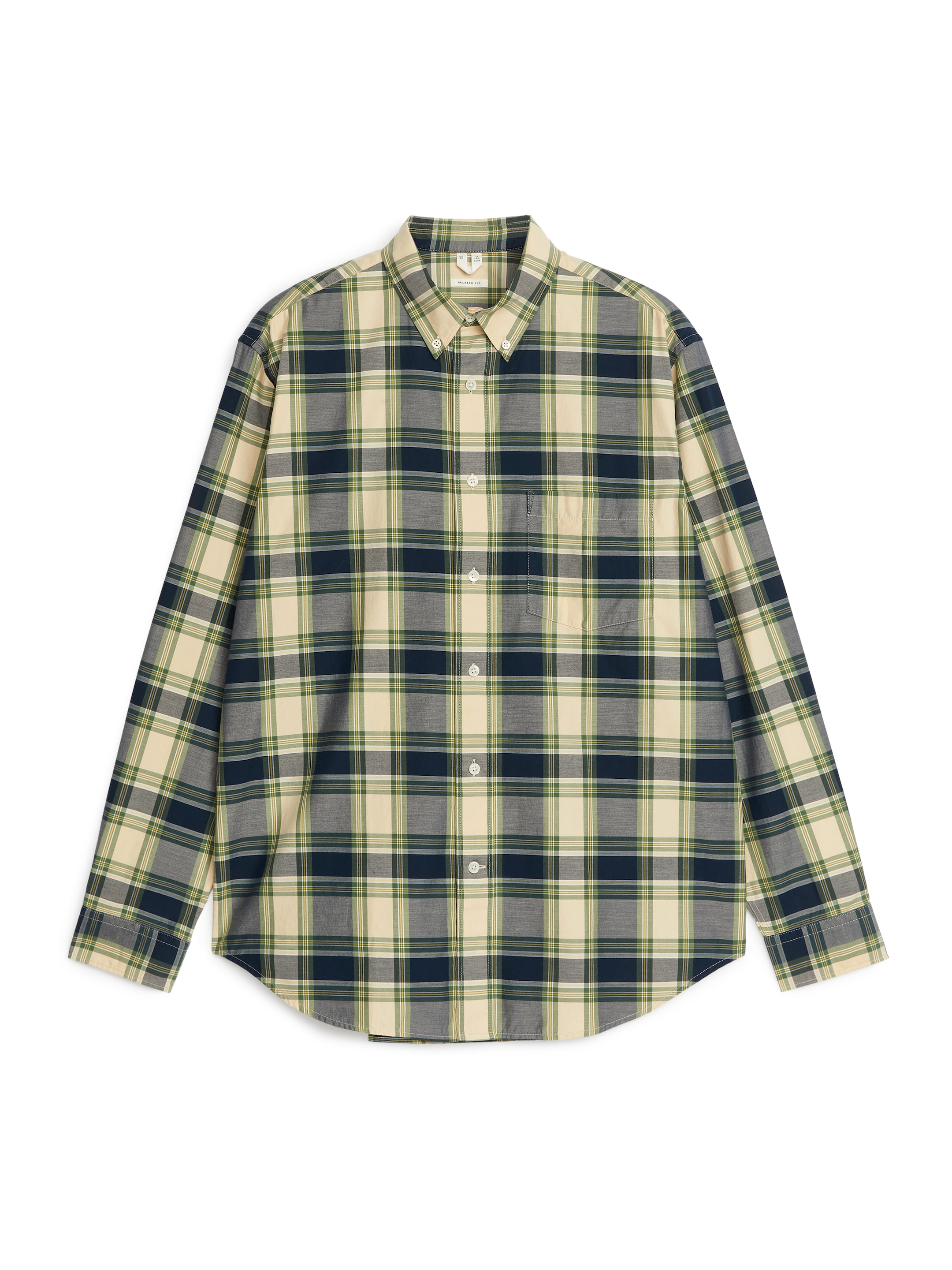 Twillskjorta med lös passform - Grön/beige - Relaxed fit - Men - StillMedia/DescriptiveStillLife - 1