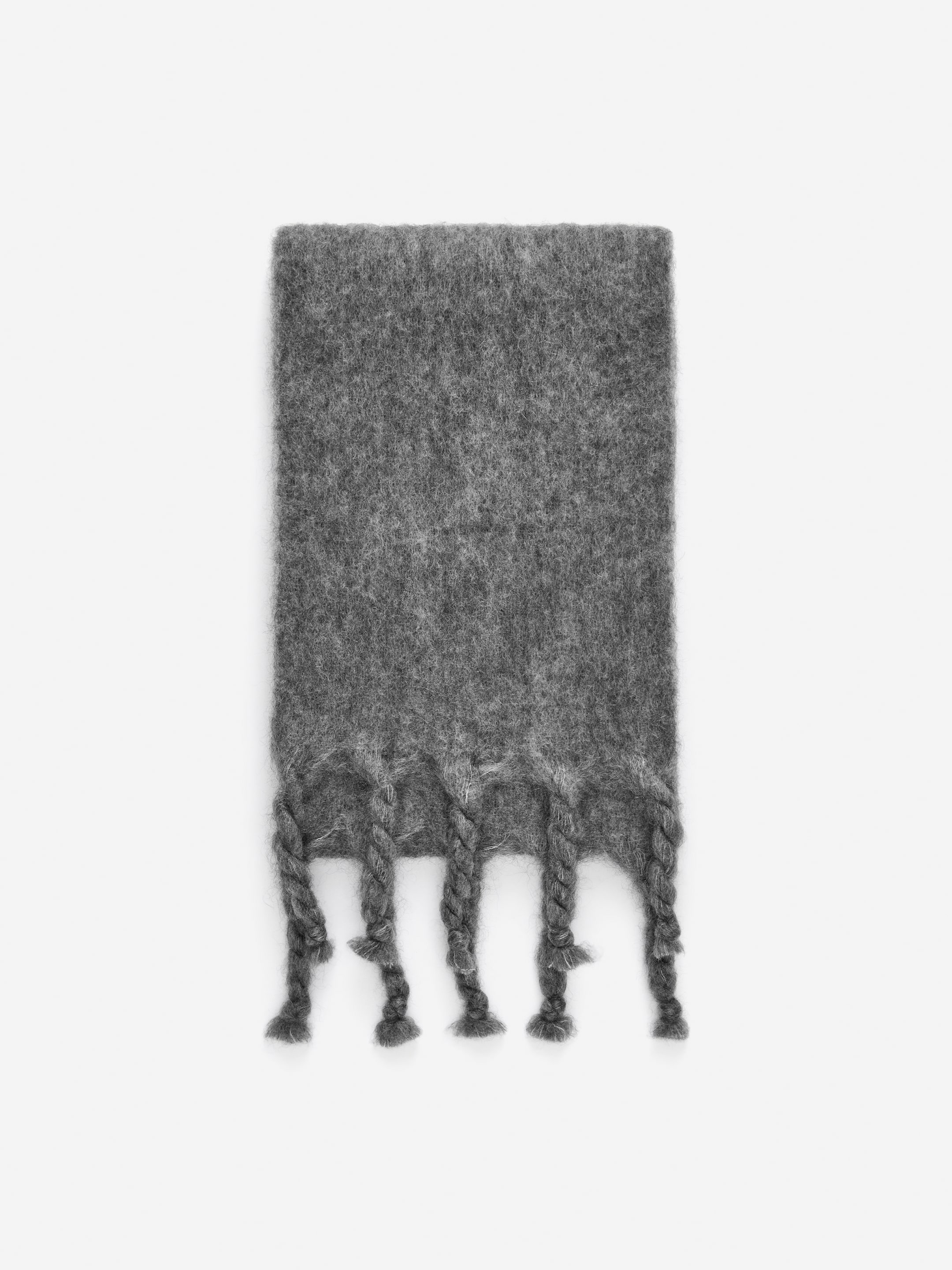 Mohair-Wool Blend Scarf-Grey-17027