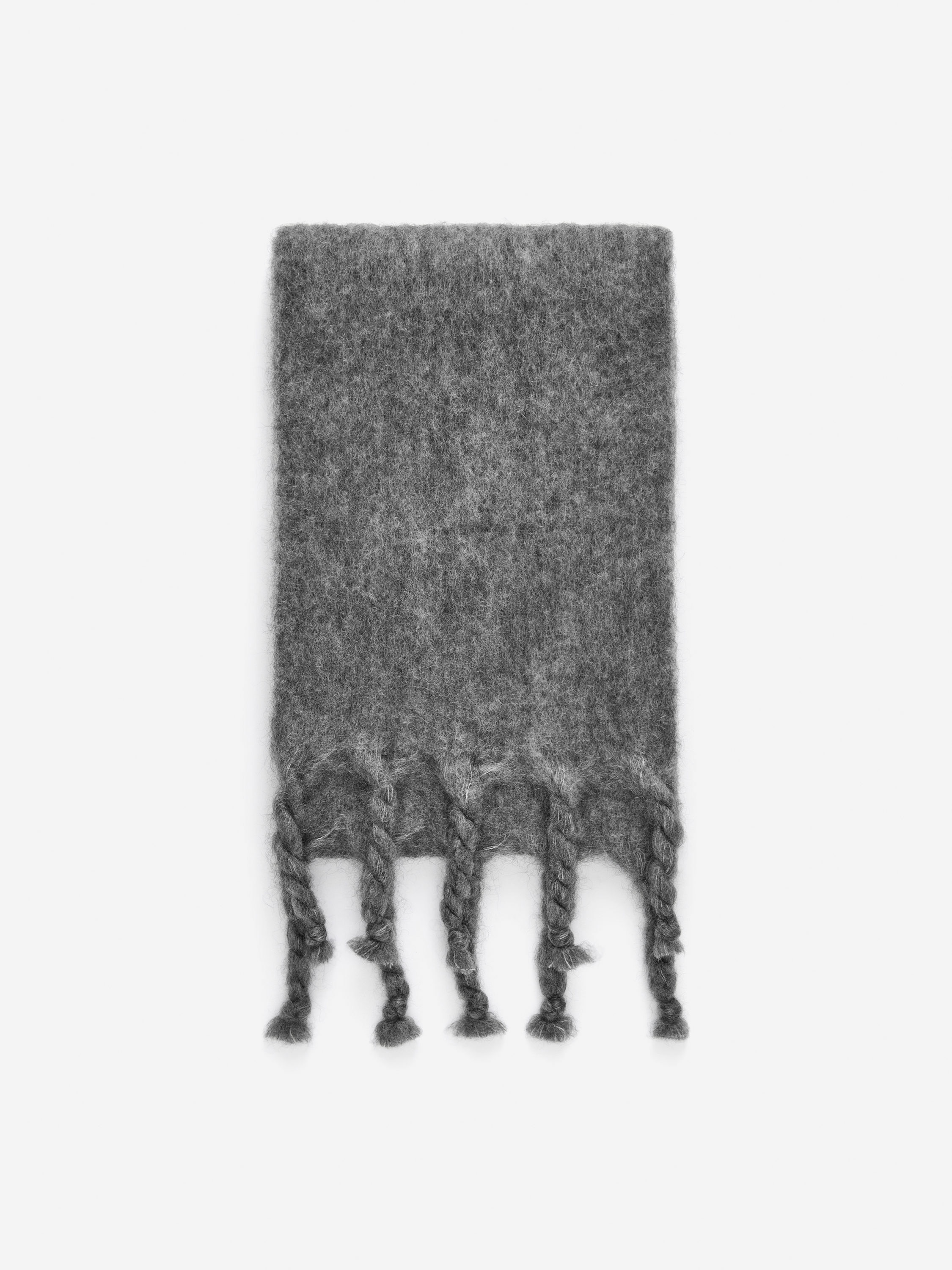 Mohair-Wool Blend Scarf-Grey-17027