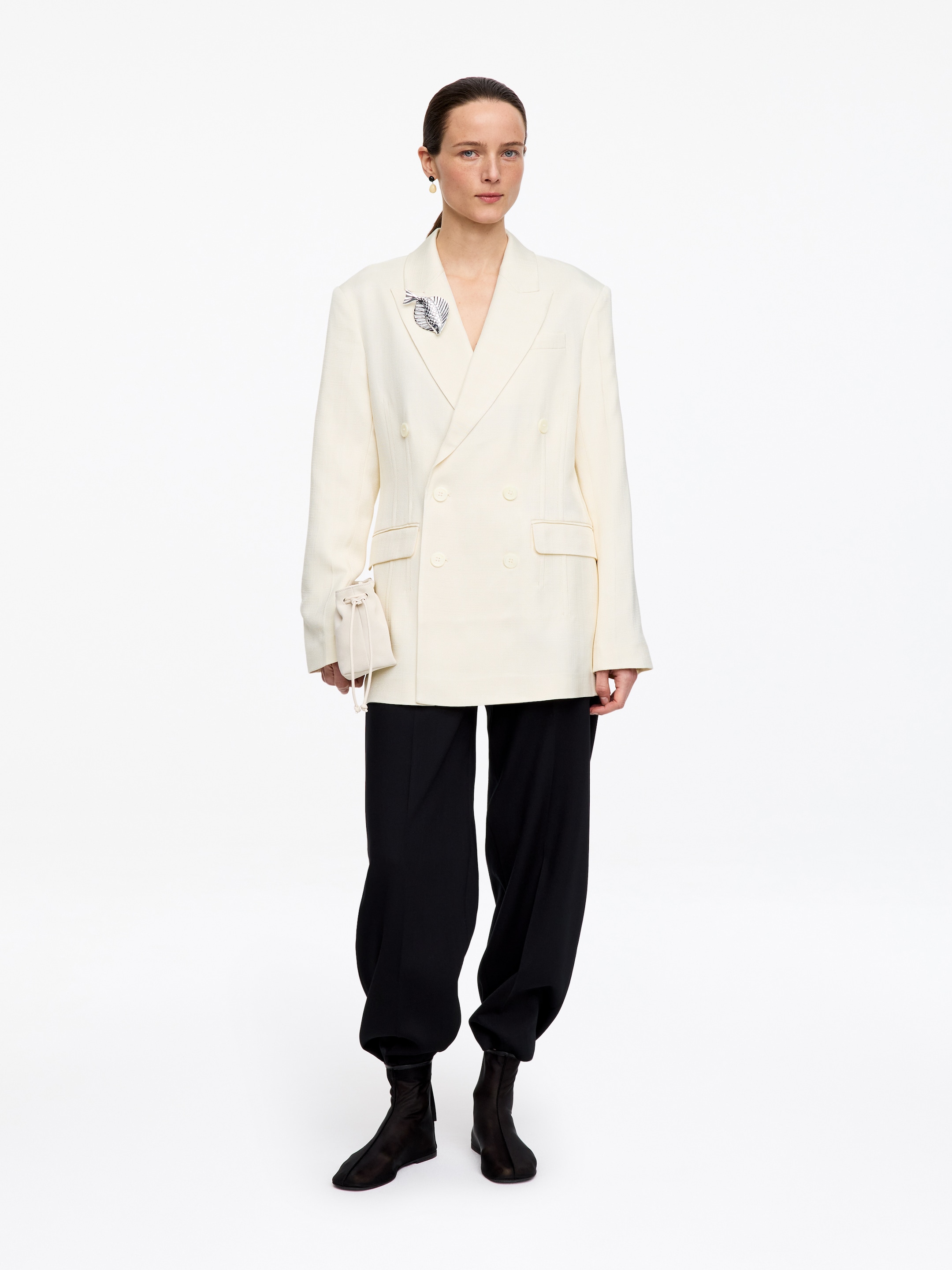Double-Breasted Blazer-#ffffff-18467