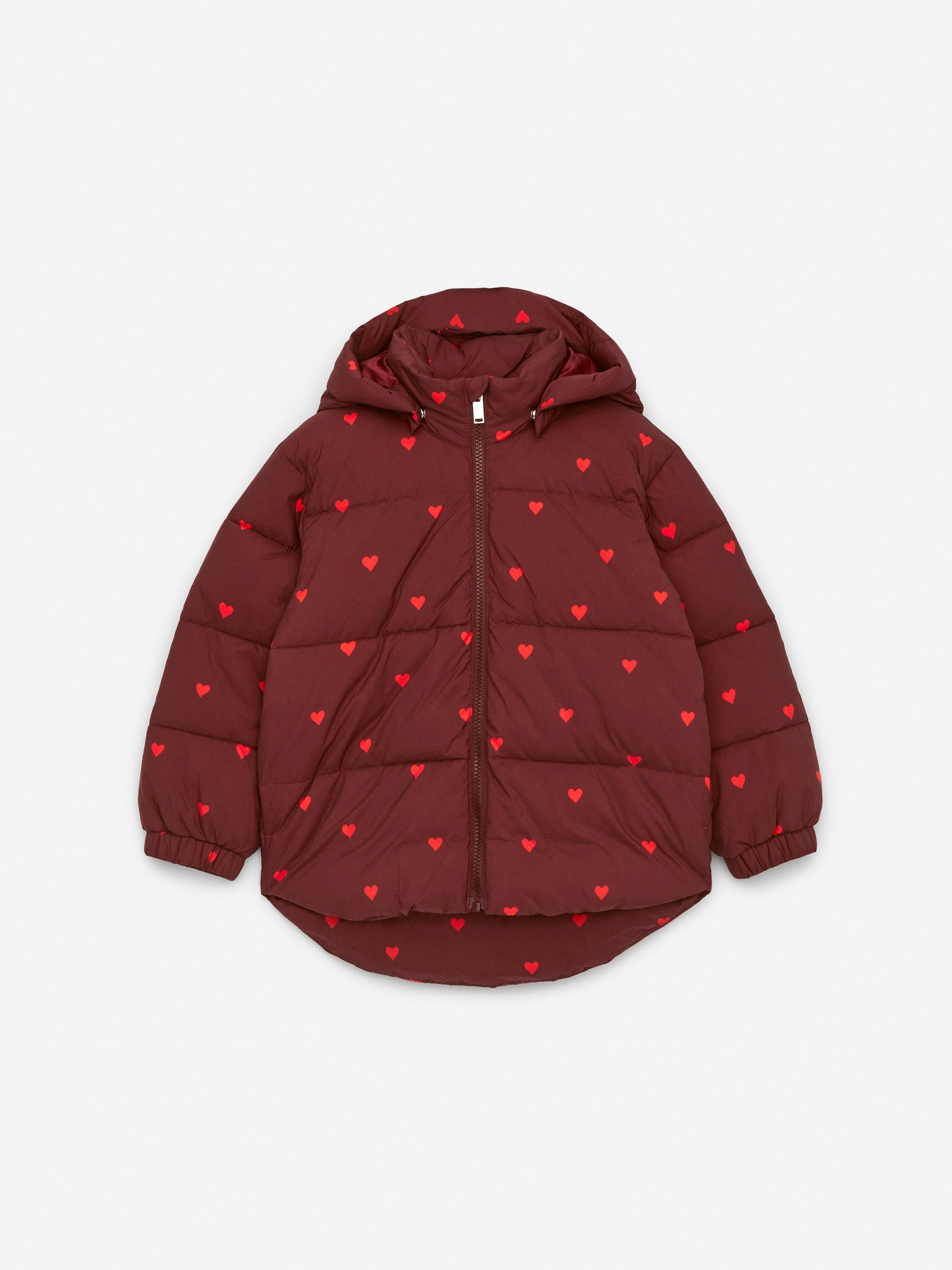 View larger image: Print Puffer Jacket - Burgundy/Hearts - Kids | H&M GB 1