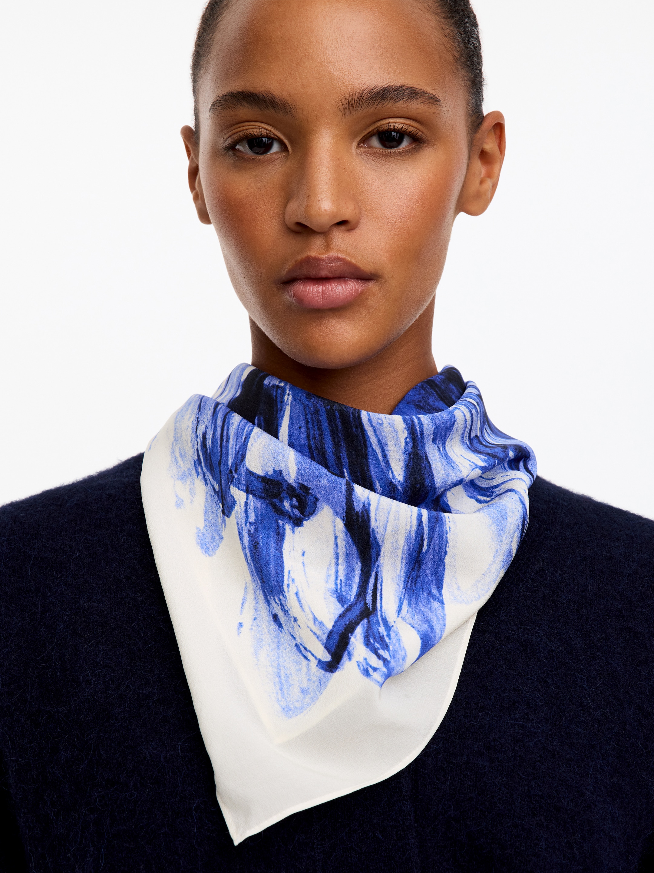 Bedrucktes Seidentuch-Blue-20601