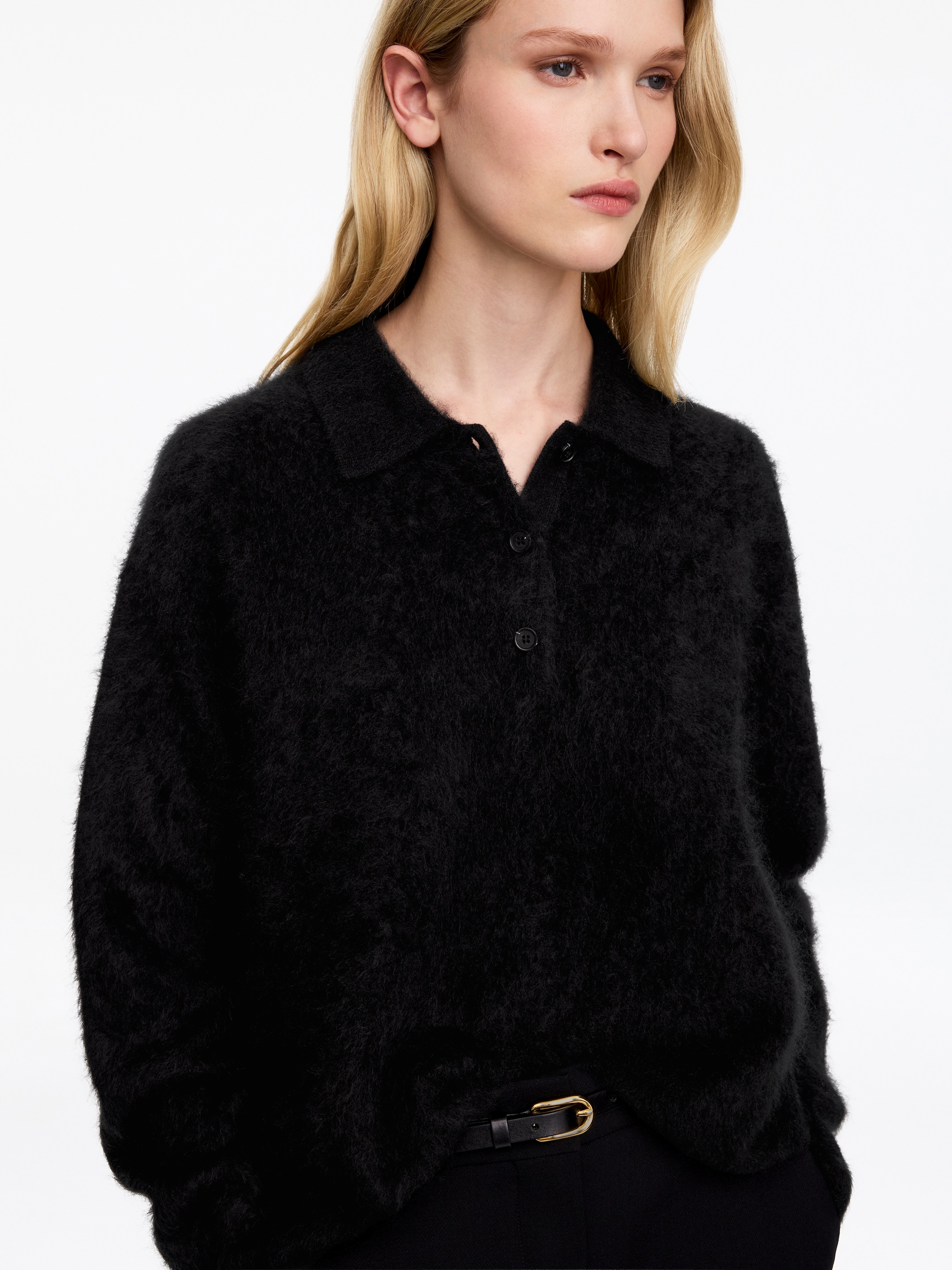 Cashmere Polo Jumper - Black - Loose fit - women - StillMedia/Lookbook - 4