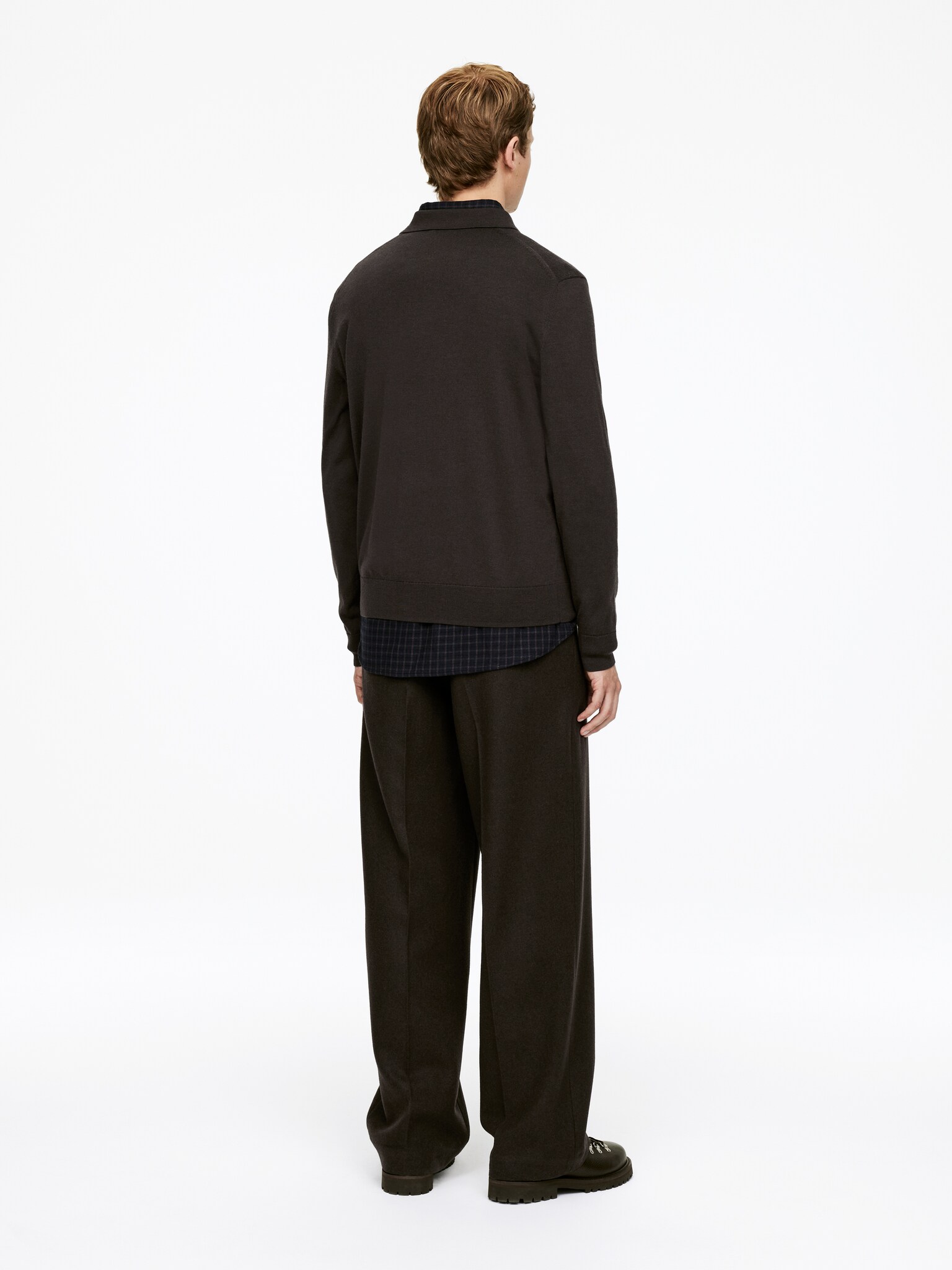 Merino Polo Jumper - Dark Brown/Dark Green/Dark Blue/Grey Melange/Black - 4