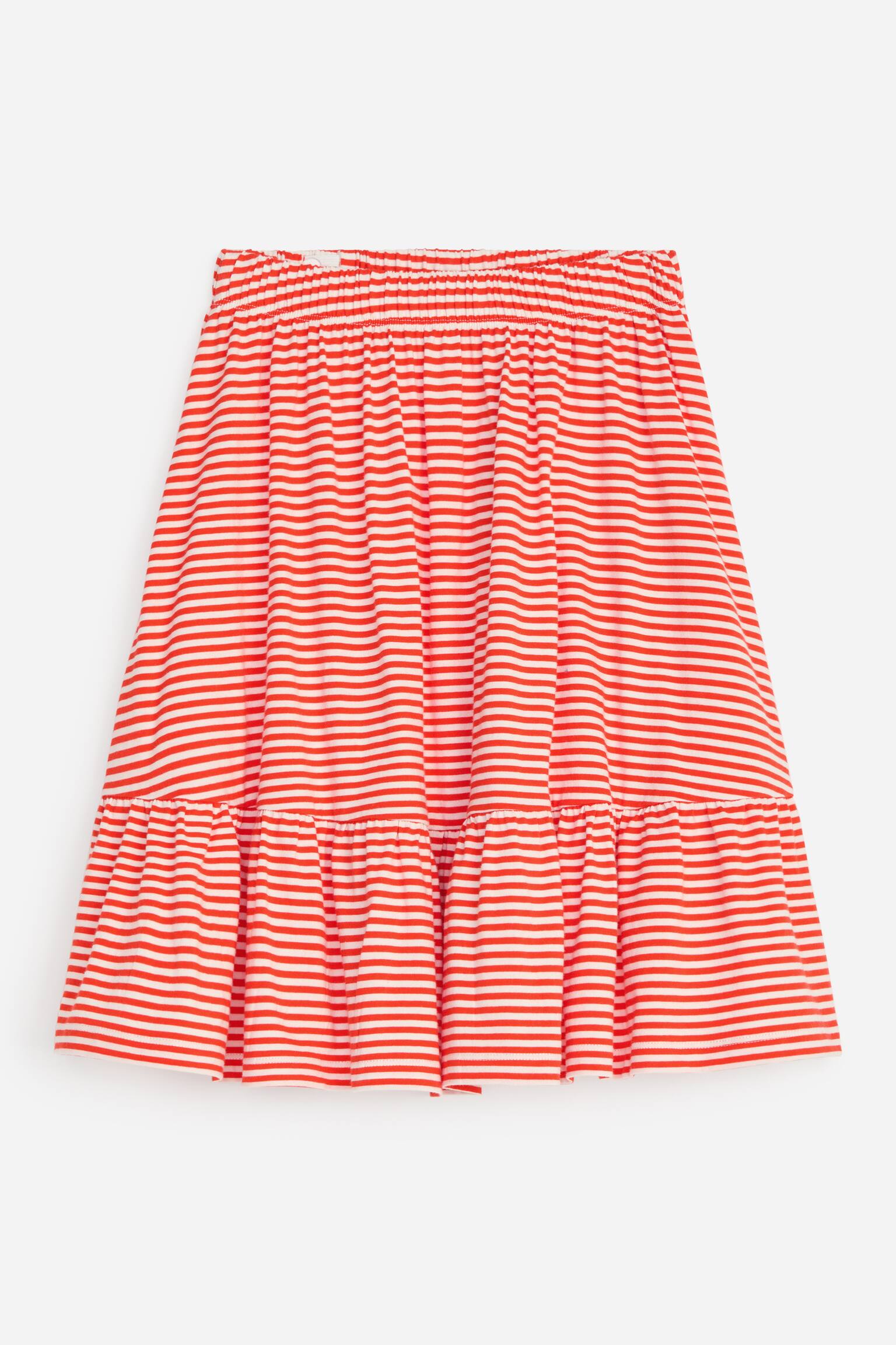 Falda de punto con volantes - Rojo/blanco - 1