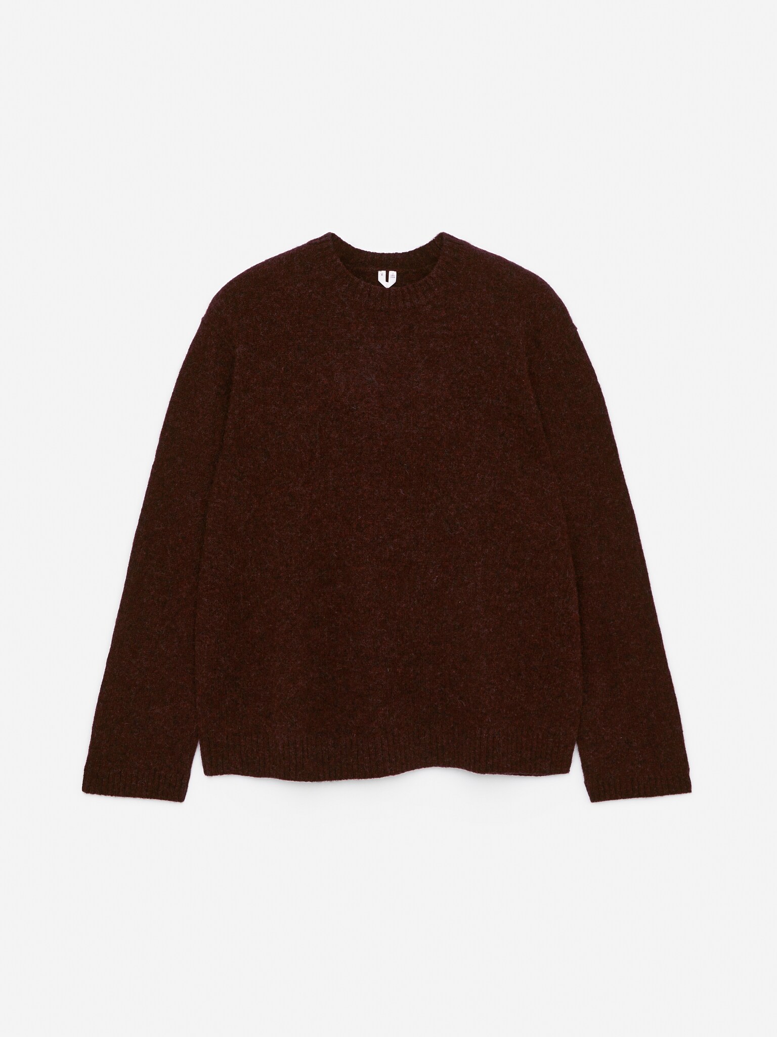 Crew-Neck Wool Jumper - Burgundy/Törtfehér