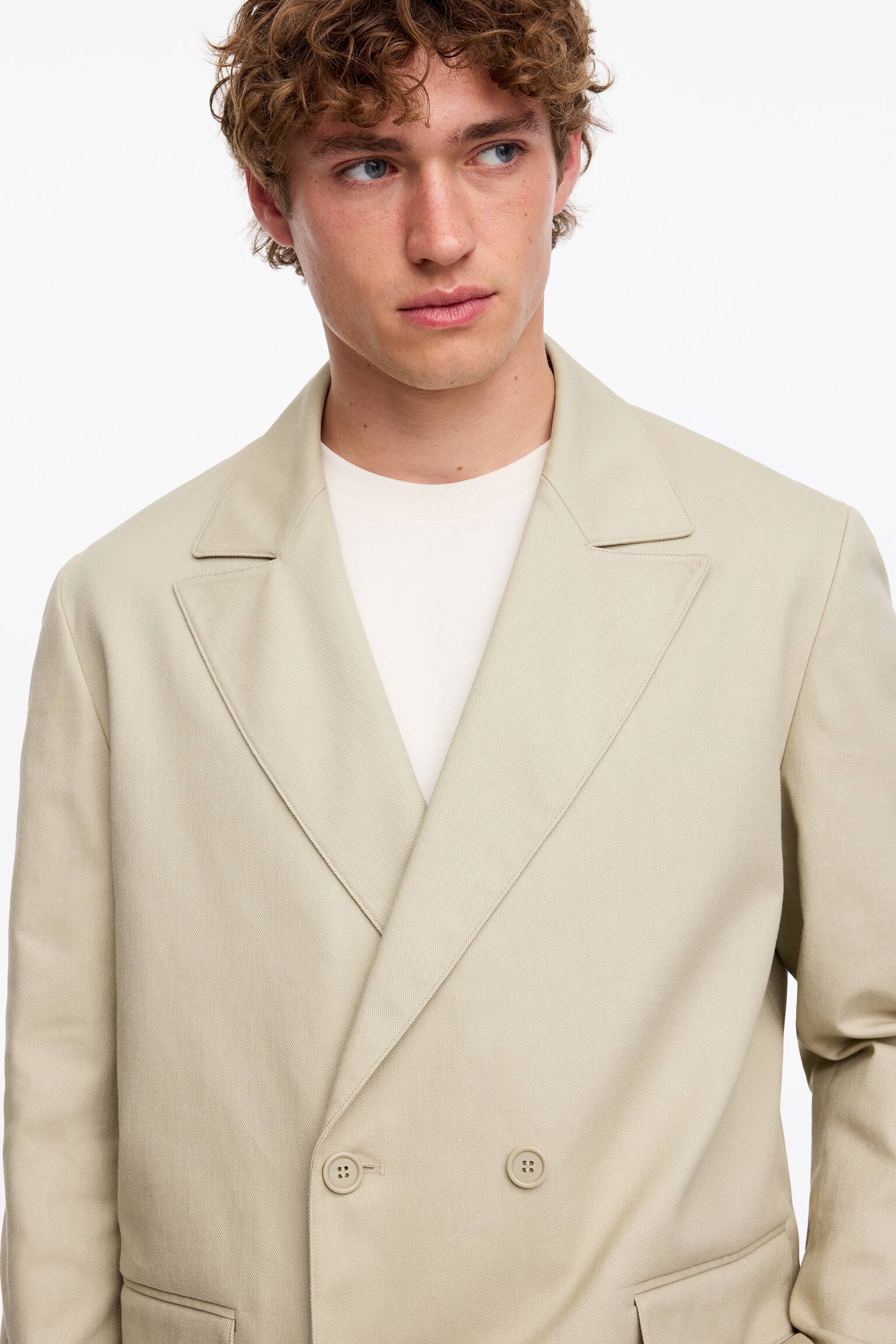 Dwurzędowa marynarka-Jasnobrązowy - 6