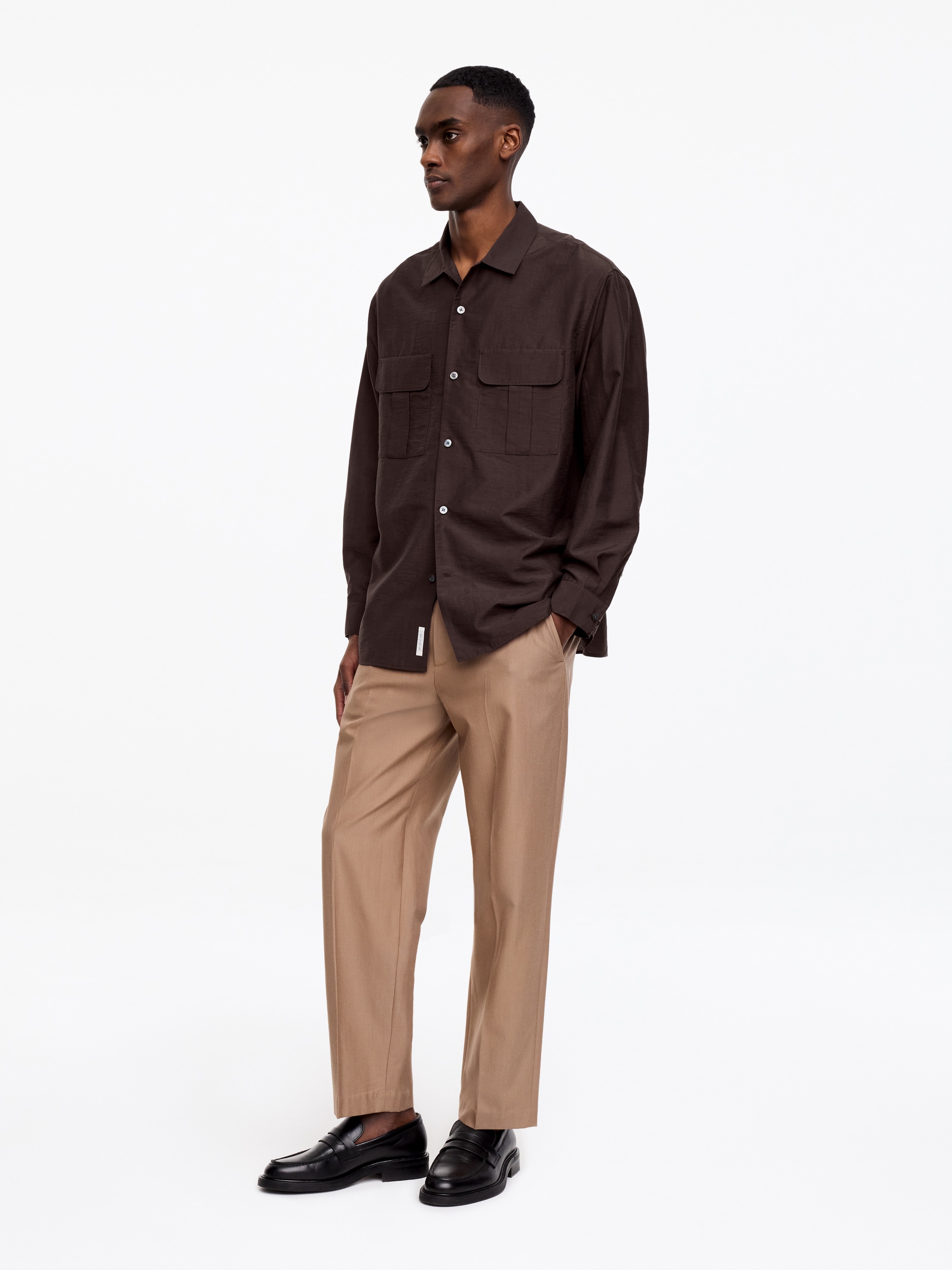Oversized Lyocell Blend Shirt – Brown – Men – ARKET DK
