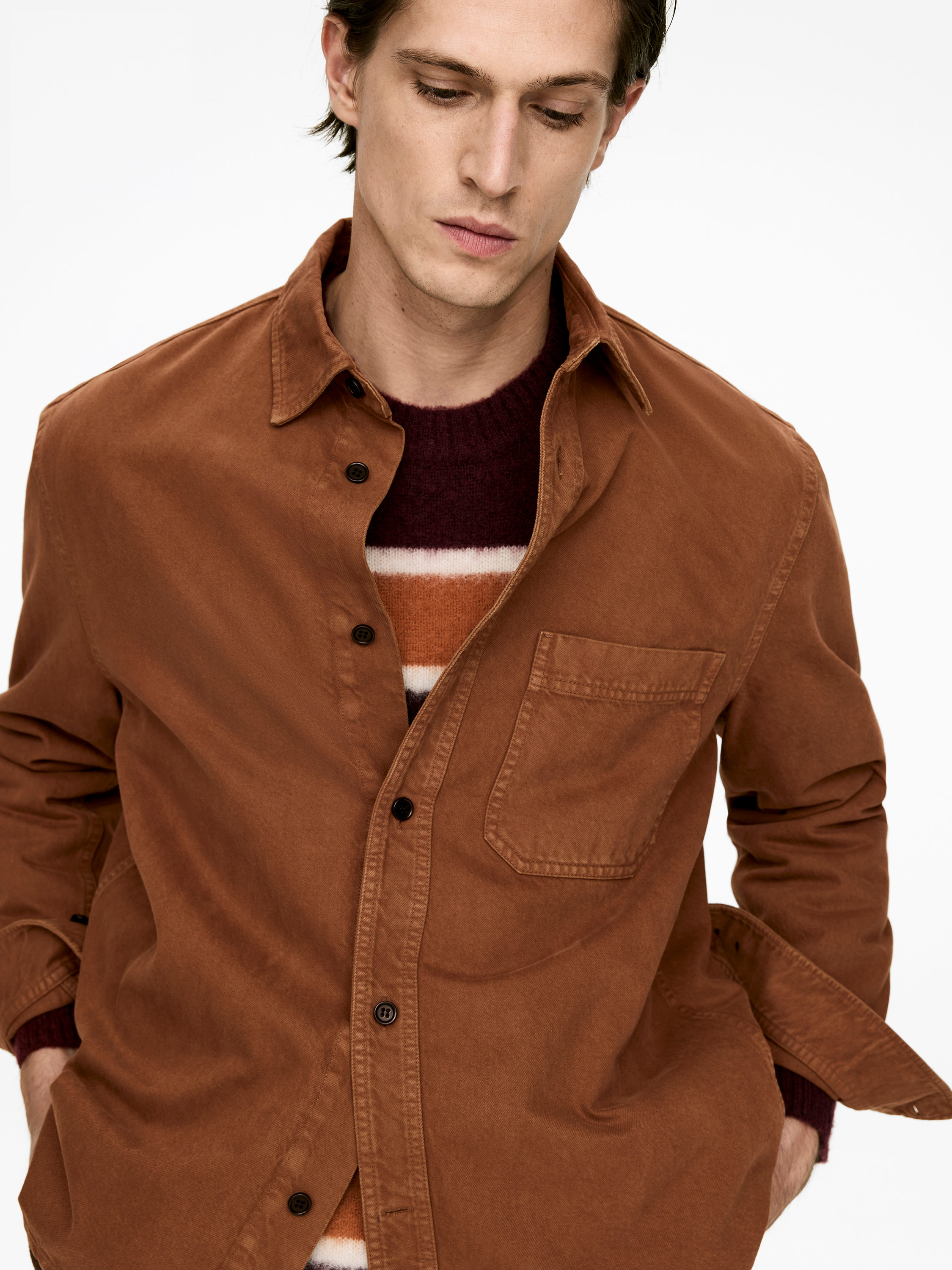 Cotton Overshirt - Brown - Regular fit - Men - StillMedia/Lookbook - 4