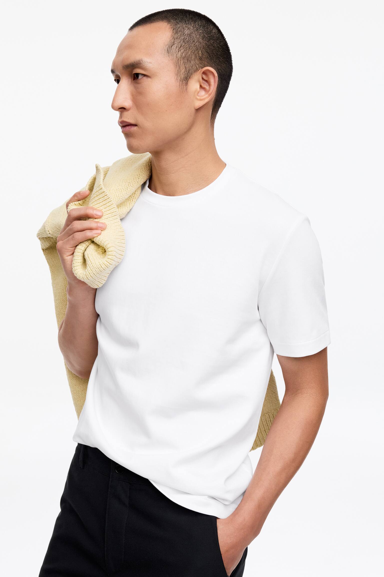 Regular interlock T-shirt - Vit/Svart - 3