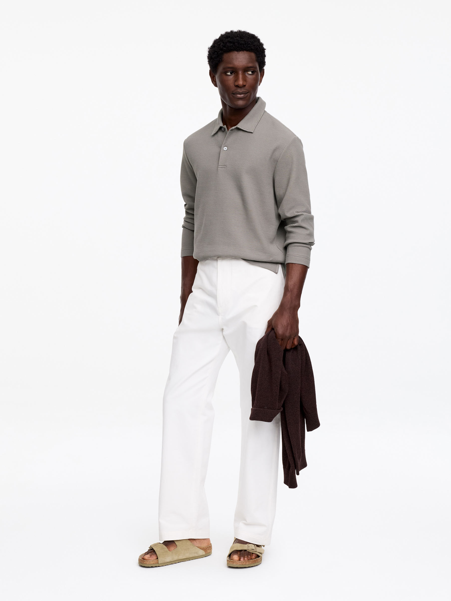 Waffle Polo Shirt - Mole - Regular fit - Men - StillMedia/Lookbook - 4