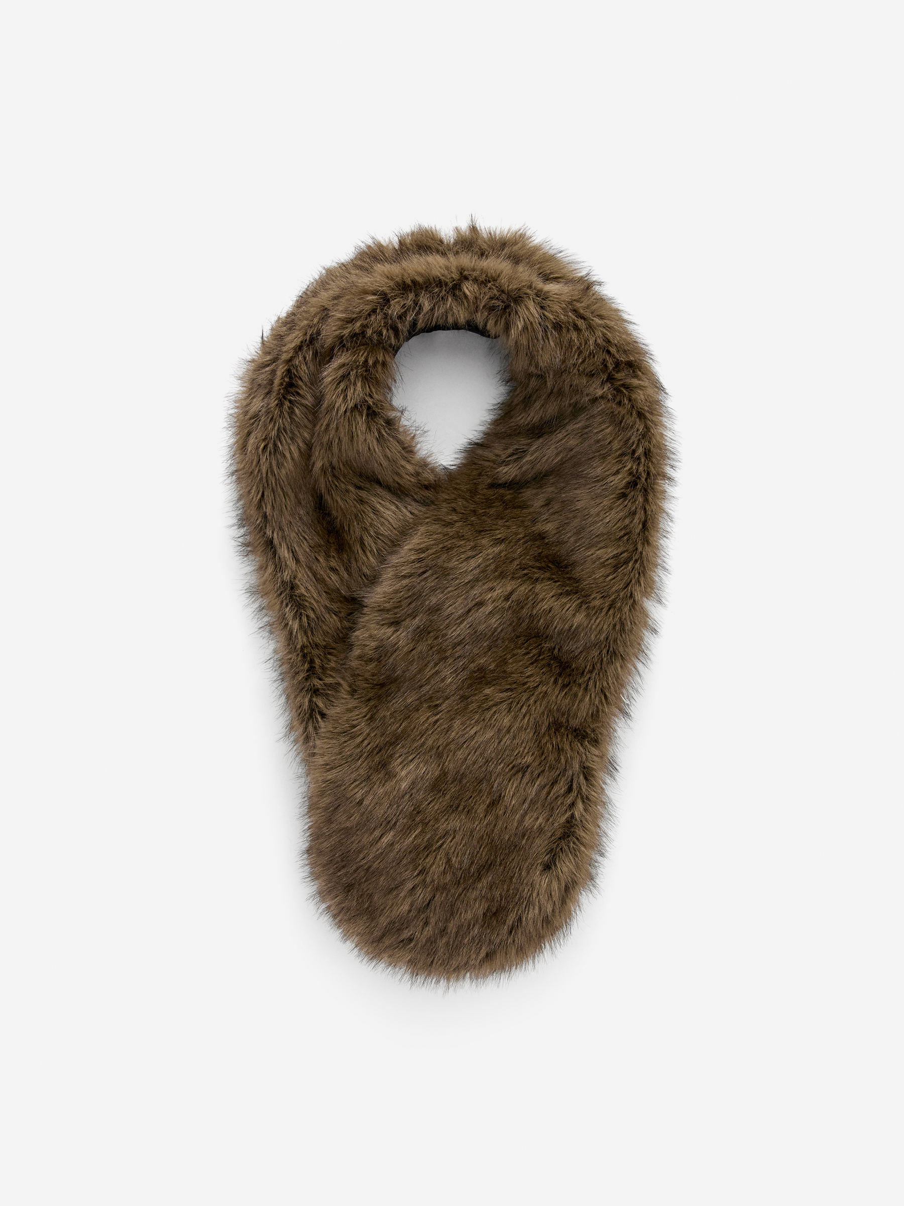 Faux Fur Scarf-#928C83-17057