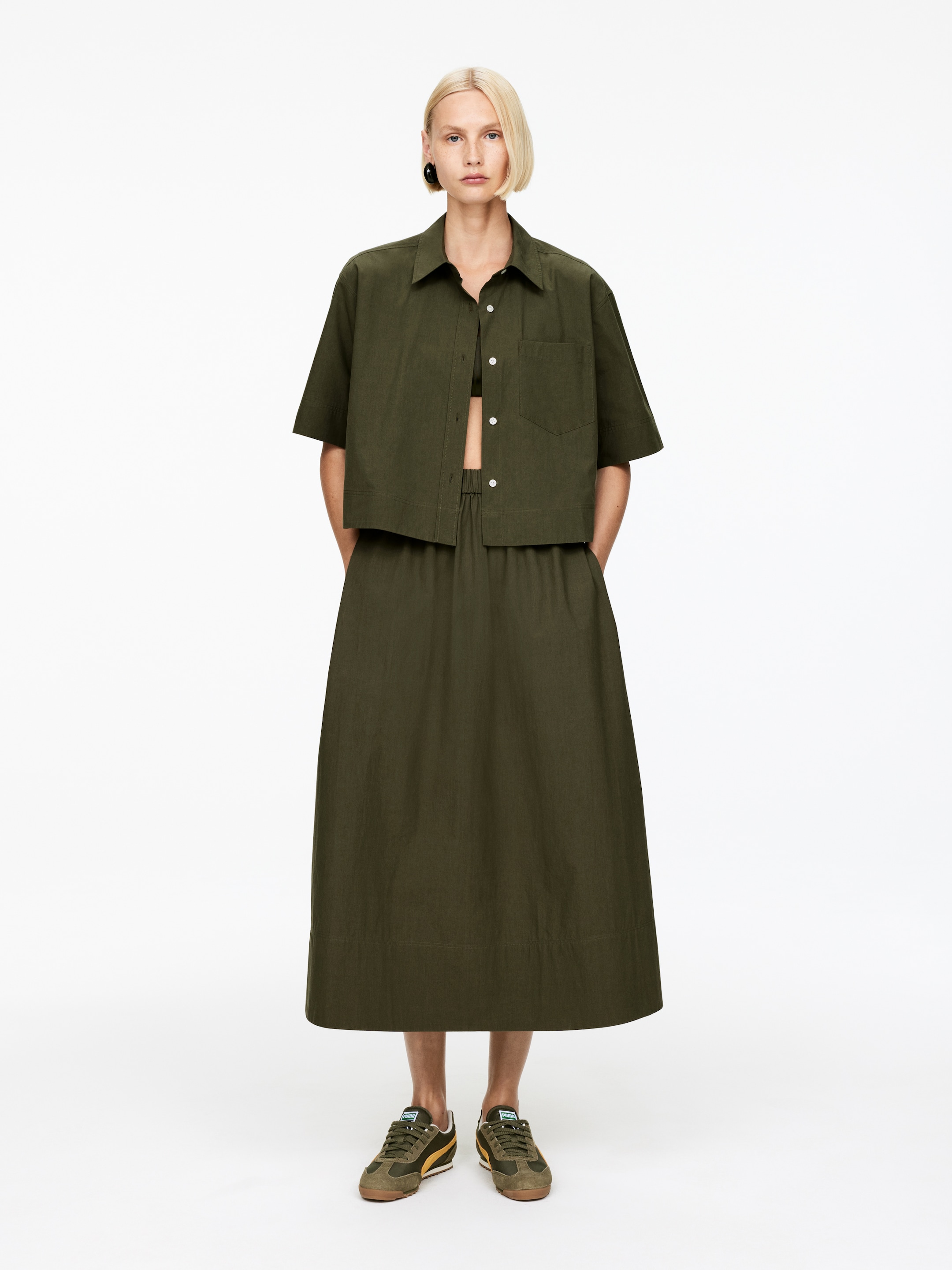 Visualizza immagine più grande: Camicia a maniche corte in cotone - Verde kaki scuro - DONNA | H&M IT 3