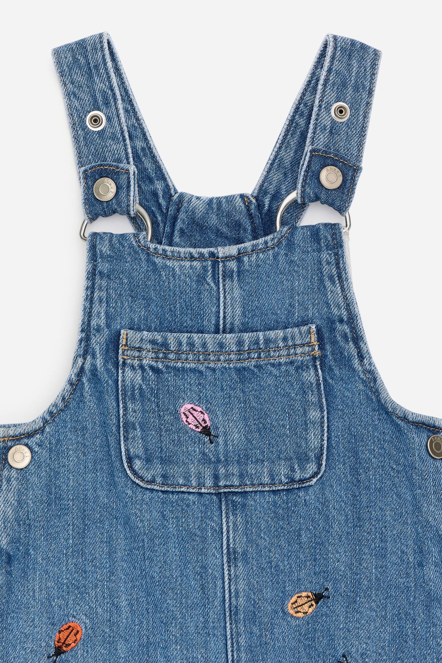 Salopette en denim brodée - Bleu/Coccinelles - 2